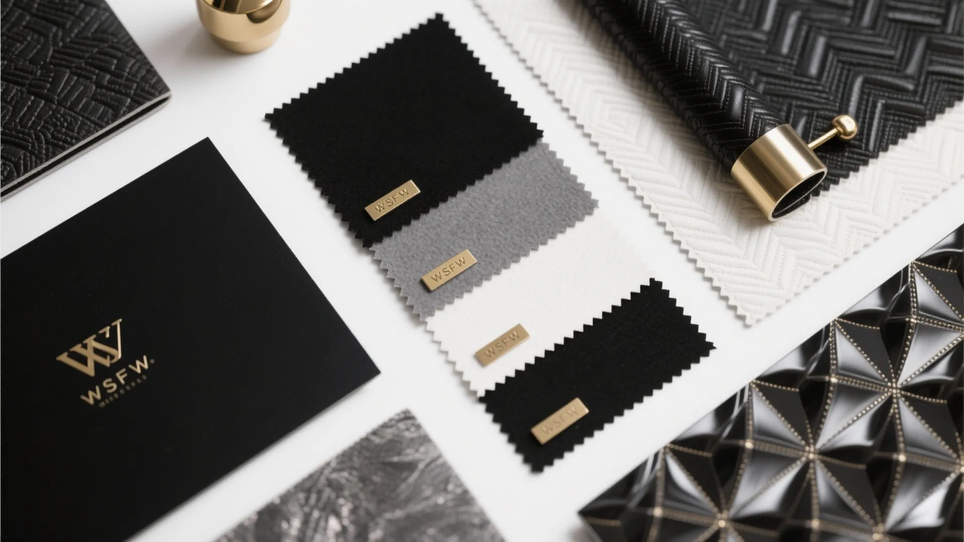 Material selection with monochrome shades and metallic accents
