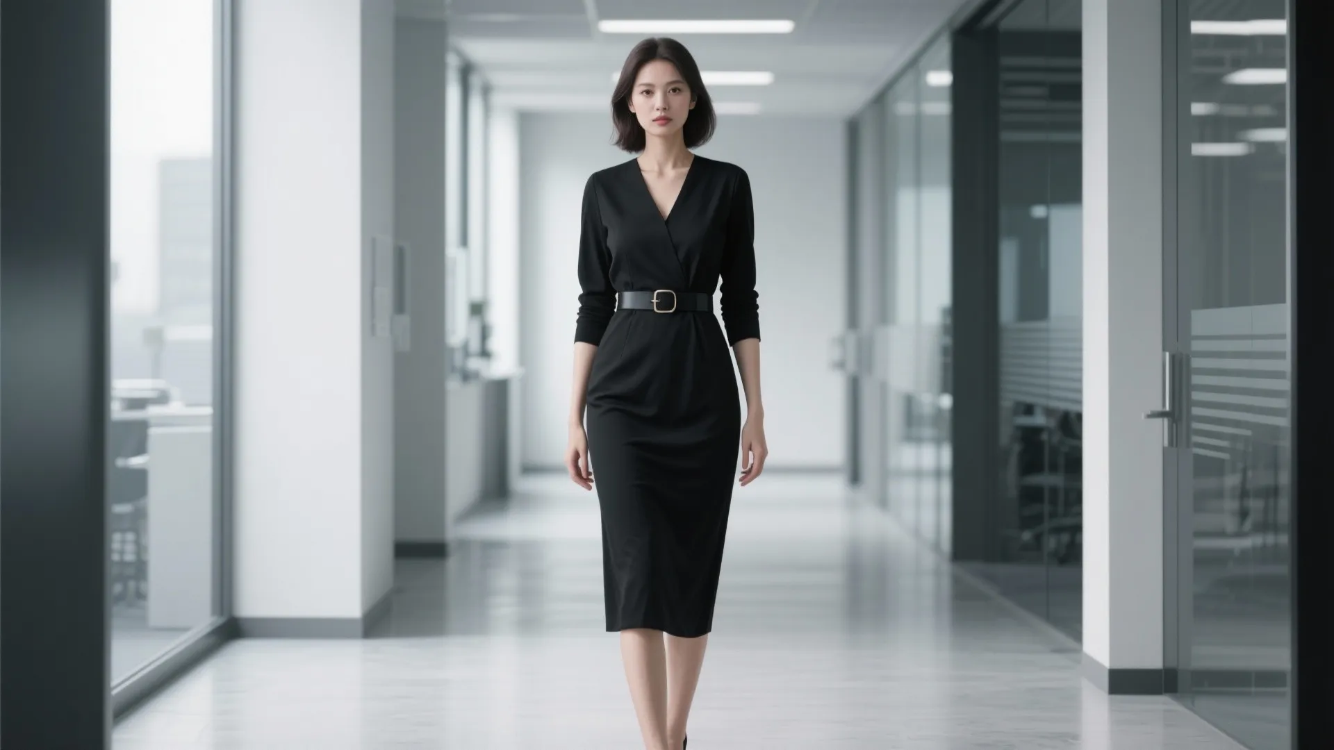 2. Monochrome Midi Dress