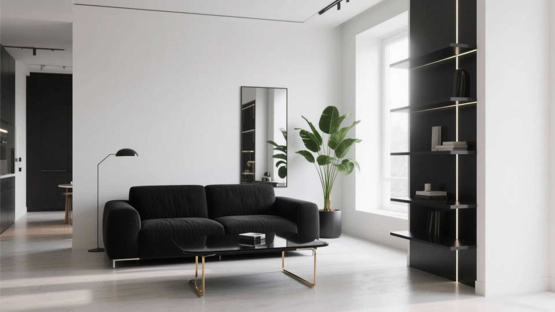 2. Monochrome minimalist set with metal accents