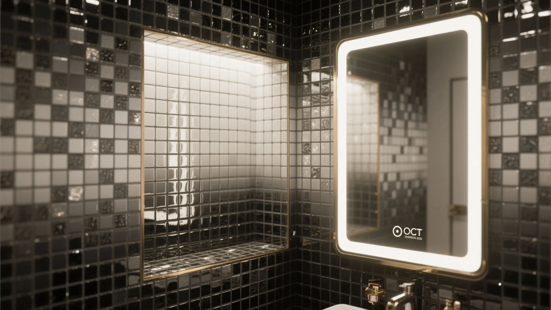 4. Monochrome Mosaic for a Touch of Luxe