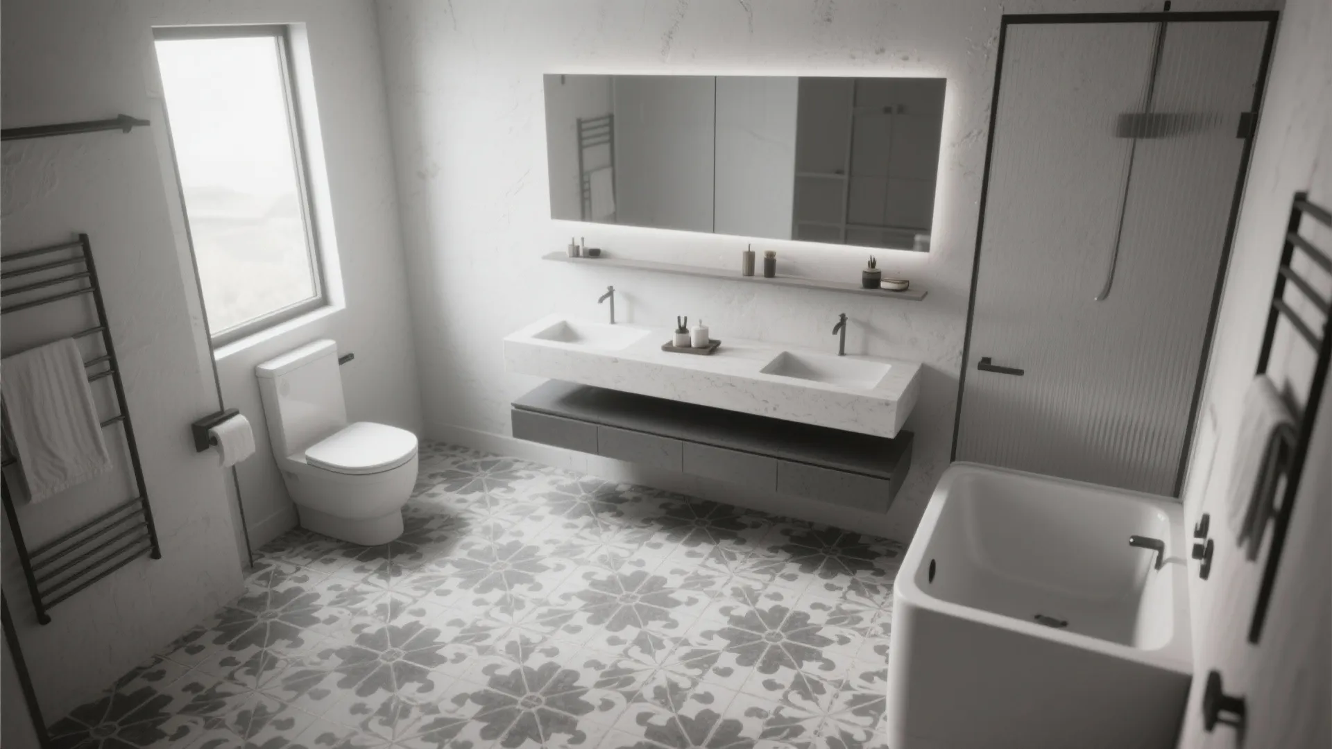 4. Monochrome patterns to unify the room