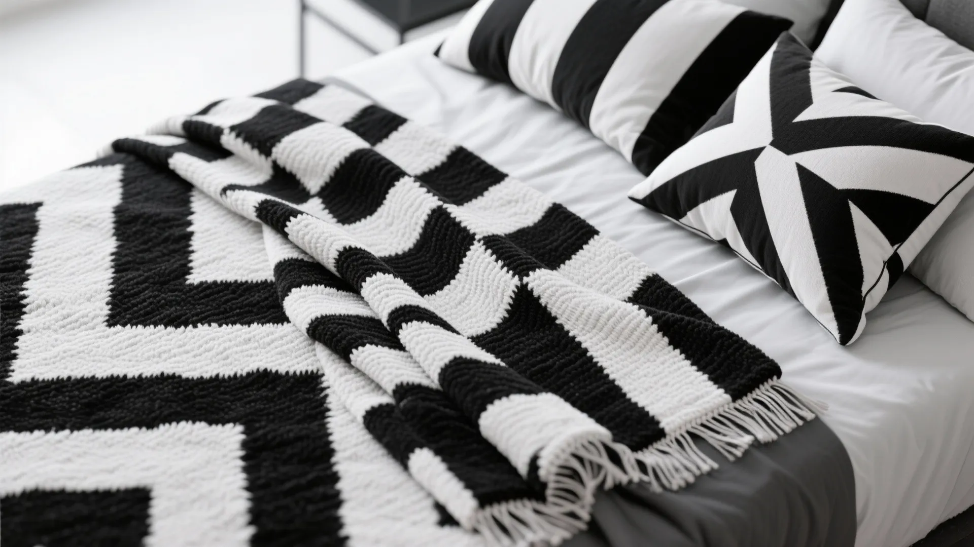 3. Monochrome Patterns and Graphic Throws