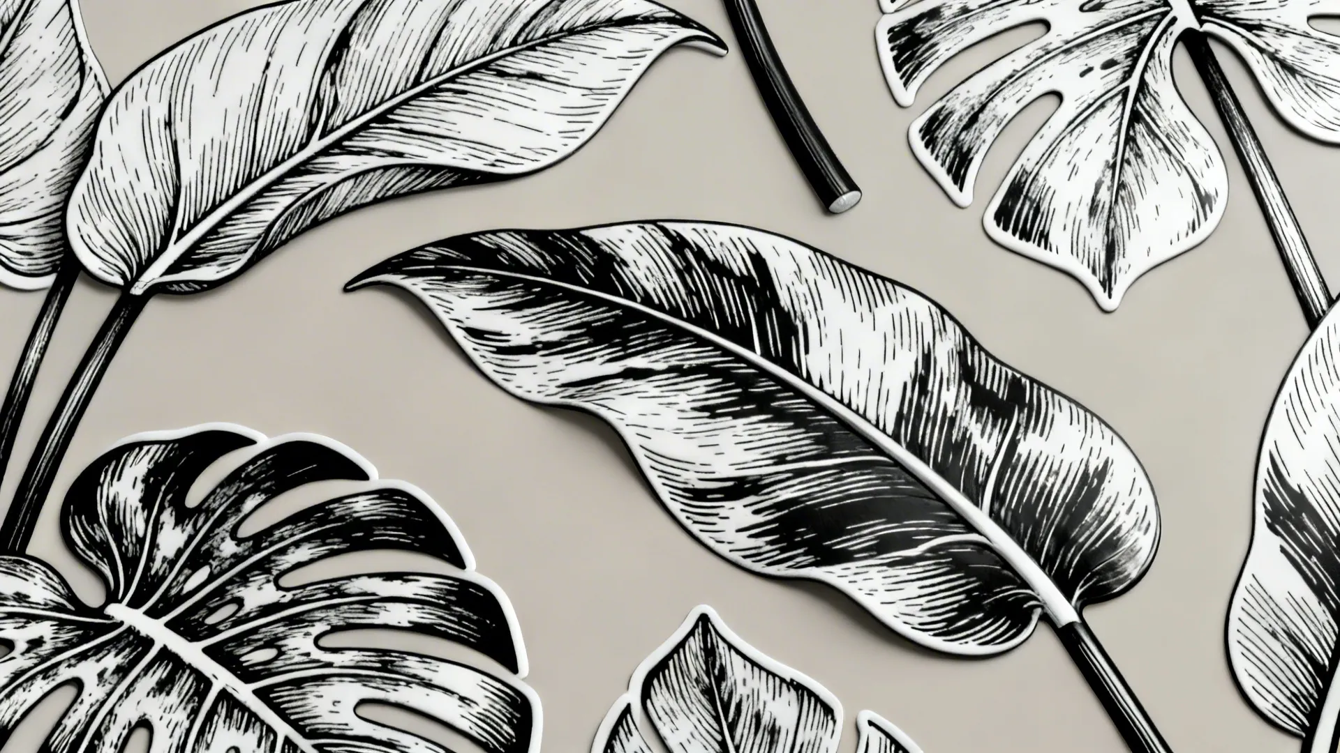 3. Monochrome Plant Illustrations