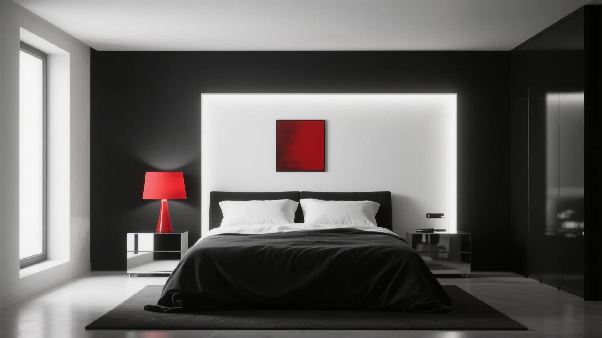 5. Red Accents in a Monochrome Scheme