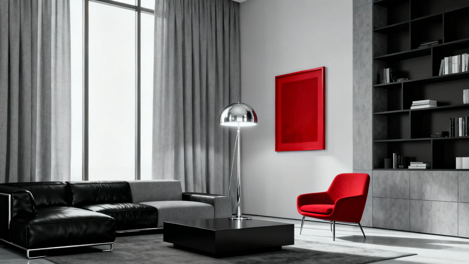 2. Monochrome Base with Pops of Red