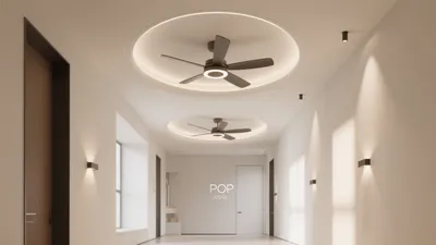 Modern Hallway Design with Circular Ceiling Lights