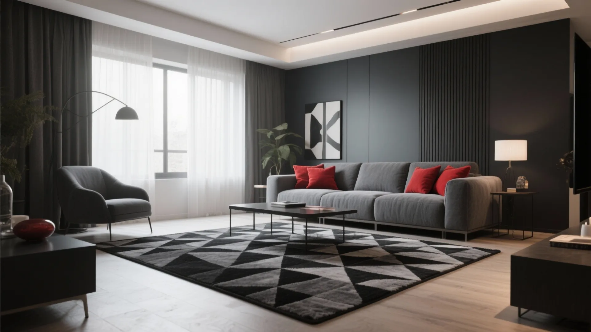 4. Monochrome Rug to Ground the Space