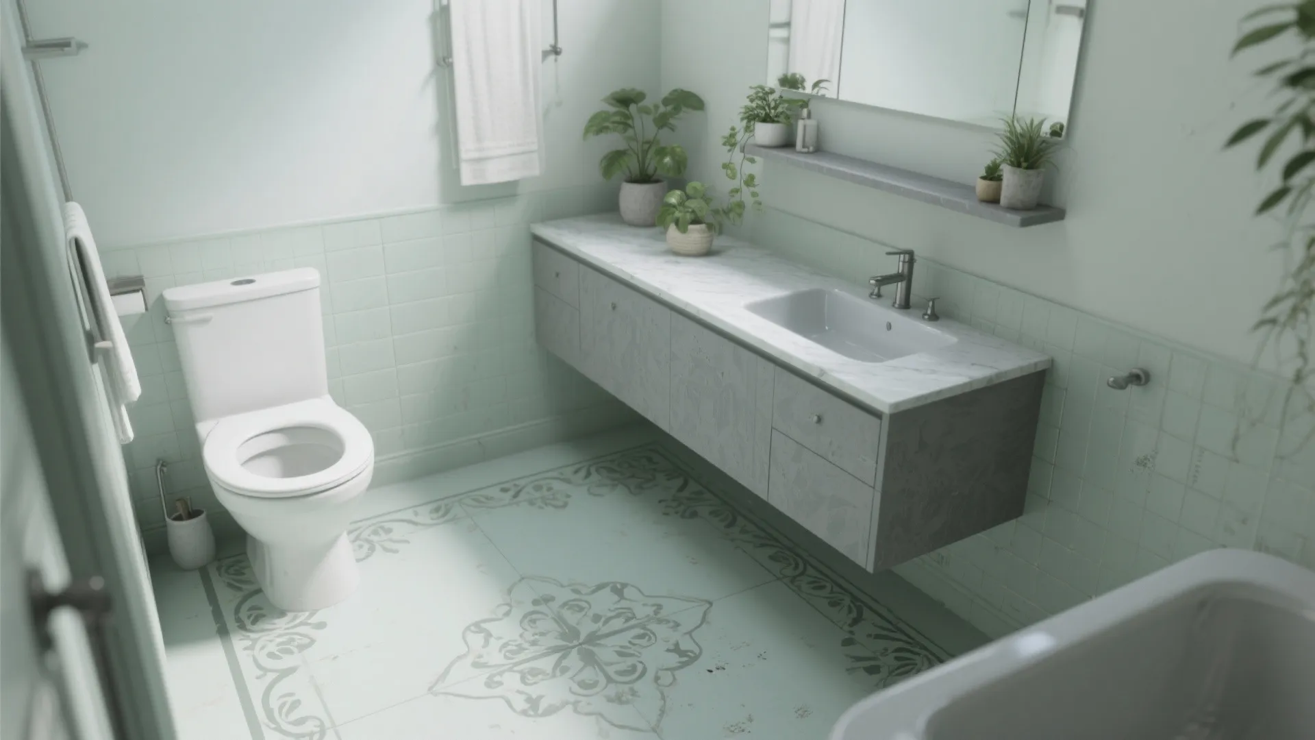 2. Soft Monochrome with Stencil Accents