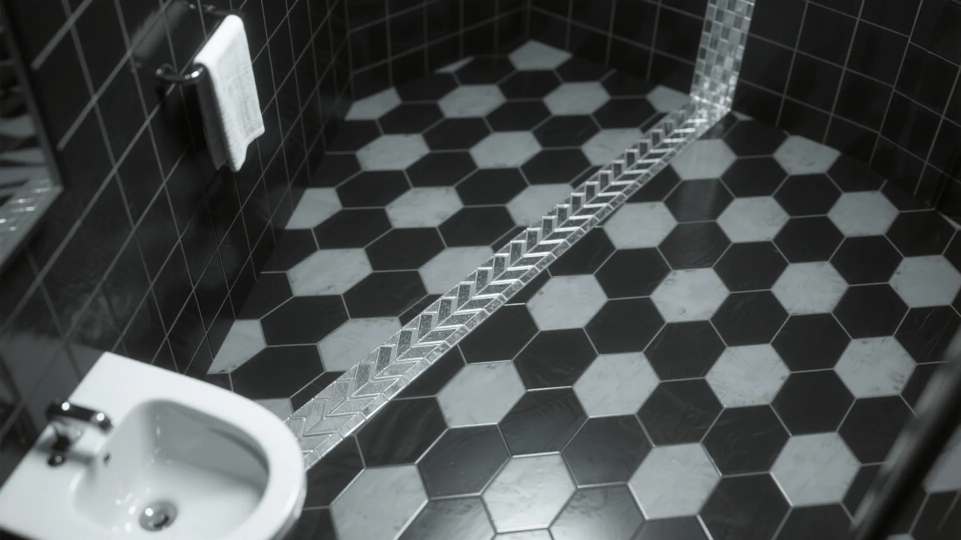 Monochrome Tile Patterns with Silver Accents