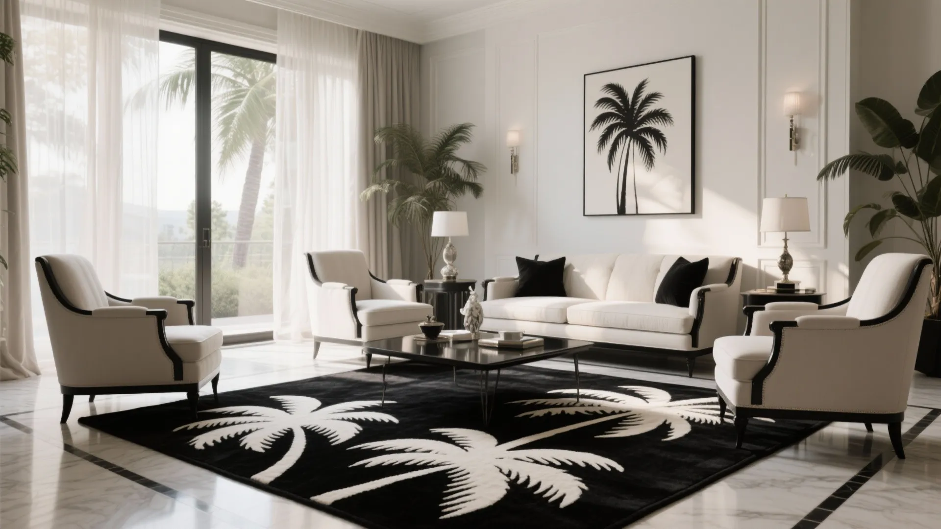 7. Monochrome Tropical Silhouettes