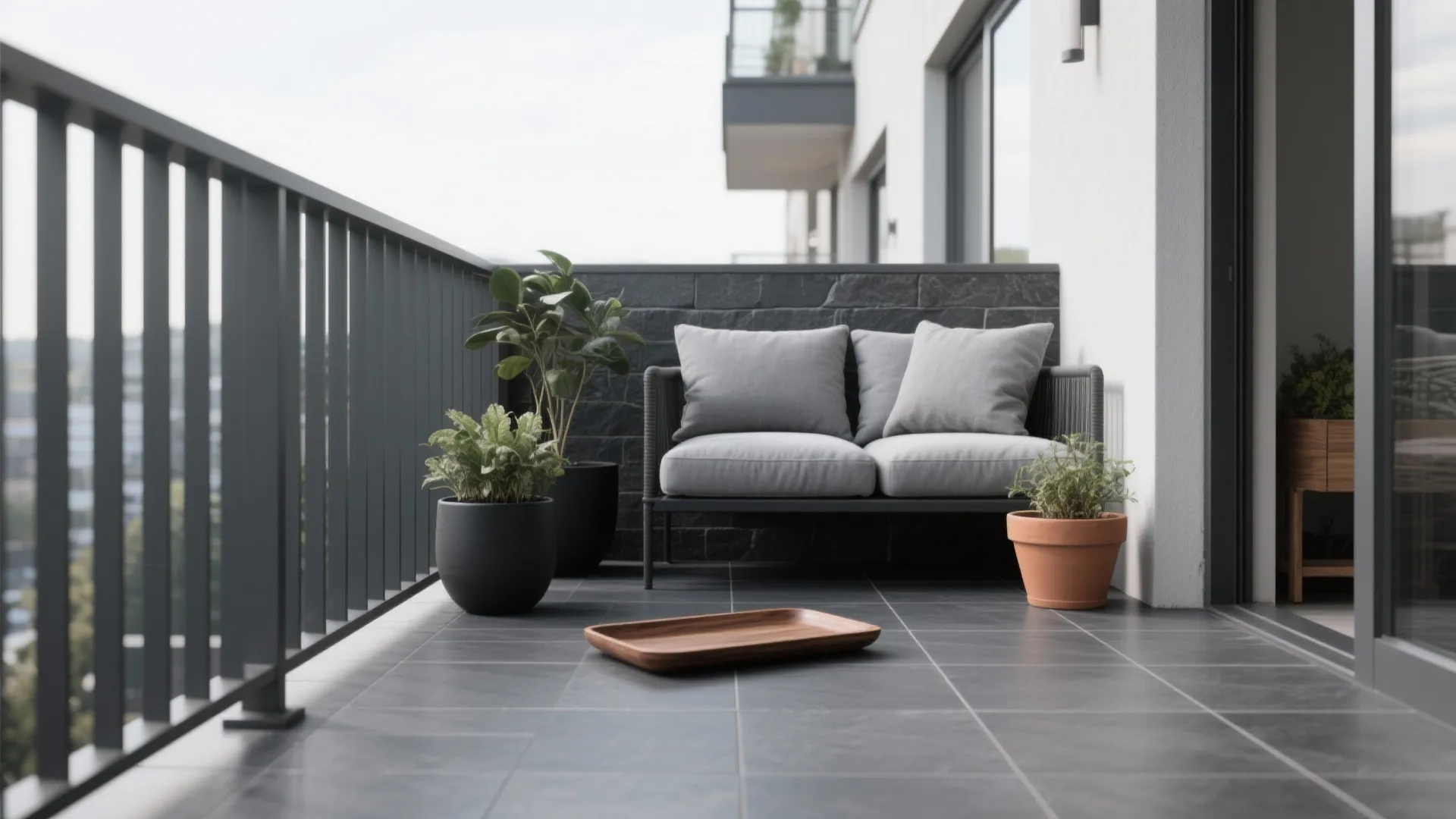 Monochrome palette with warm accents