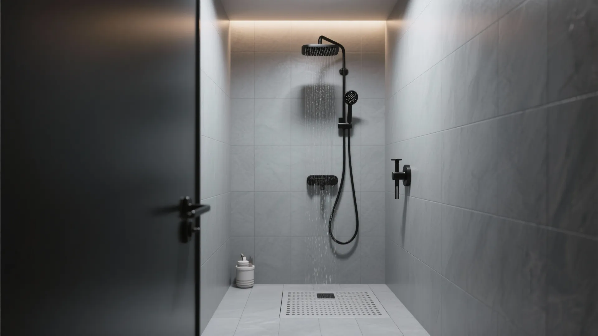 Minimalist monochrome wet room