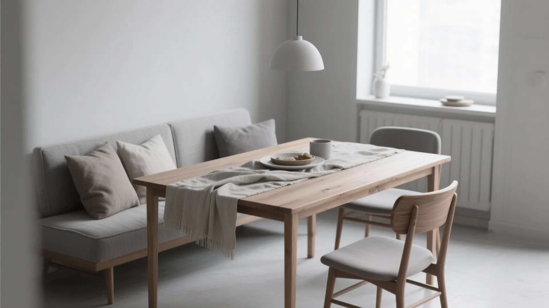 3. Monochrome Palette with Natural Wood