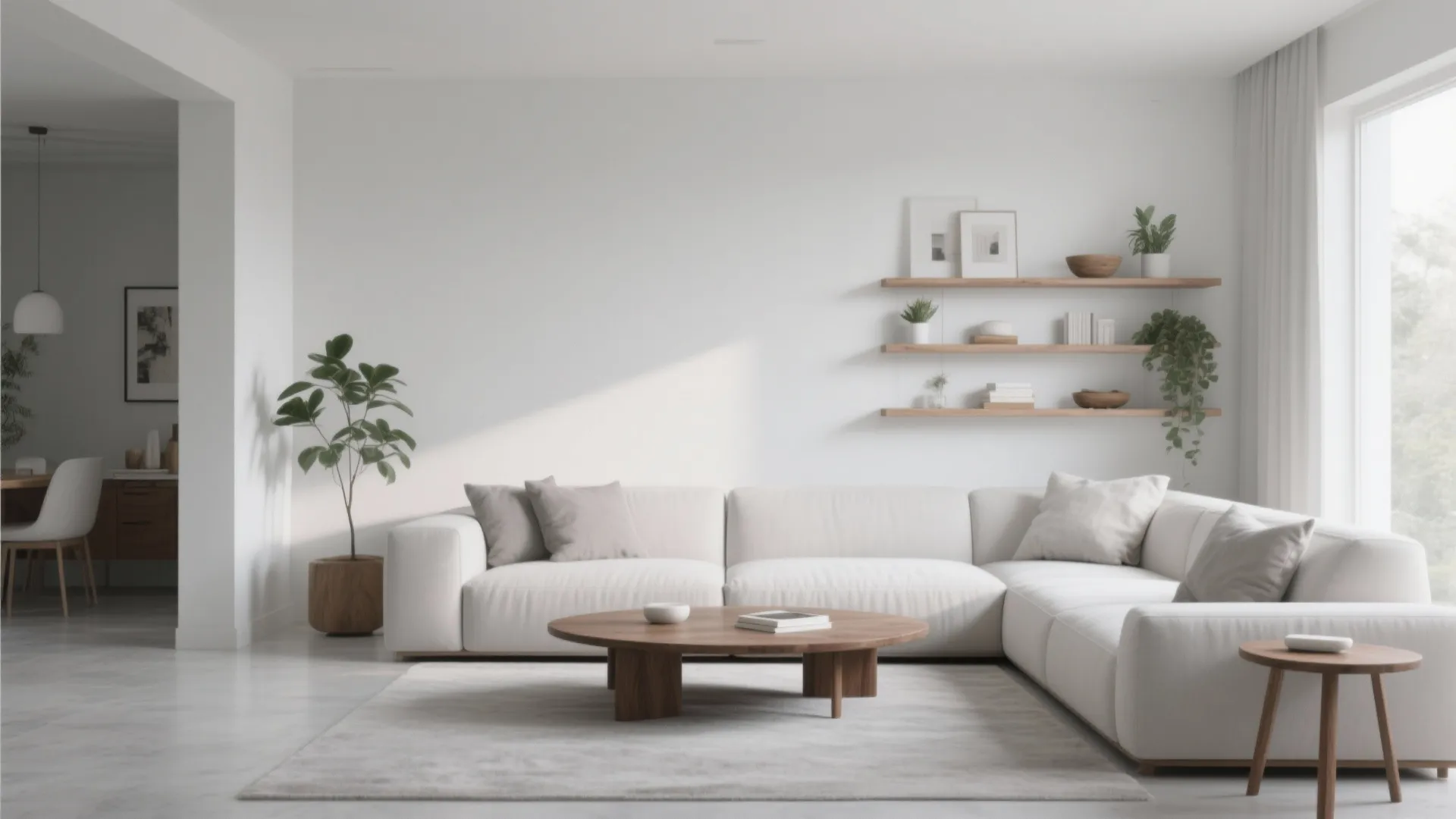 4. Monochrome with a Touch of Wood