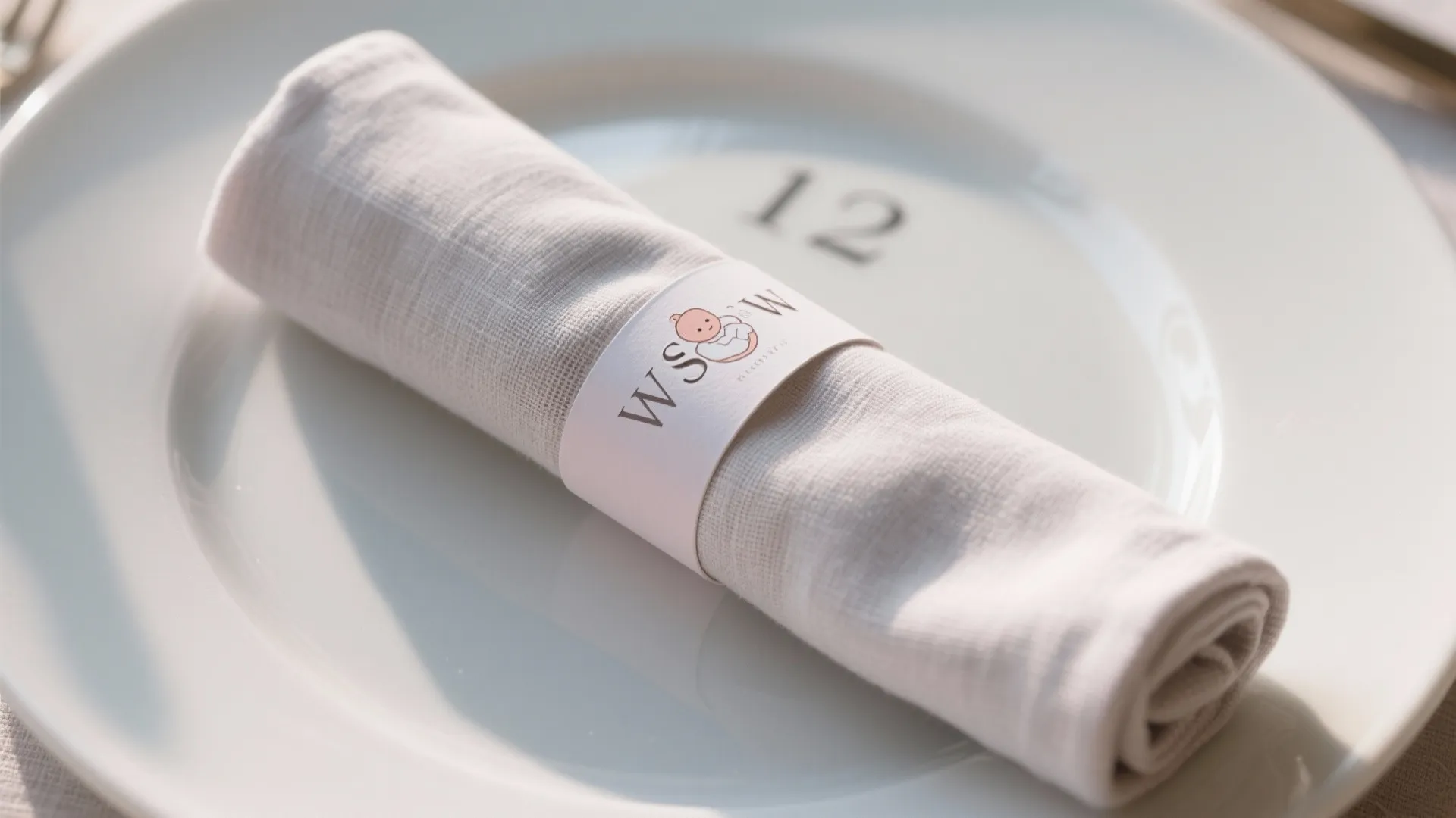 Monogram Napkin Bands and Baby Motifs
