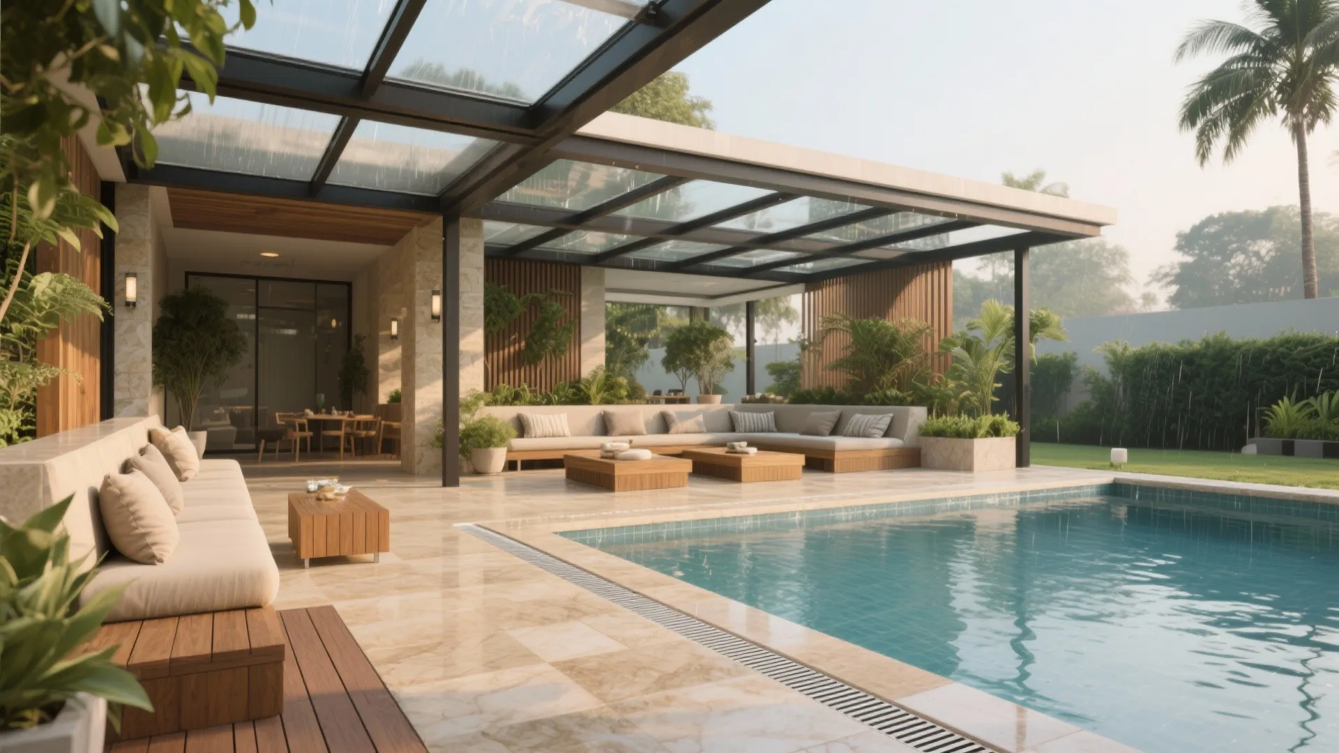 Monsoon-Savvy Outdoor Lounge and Pool Deck