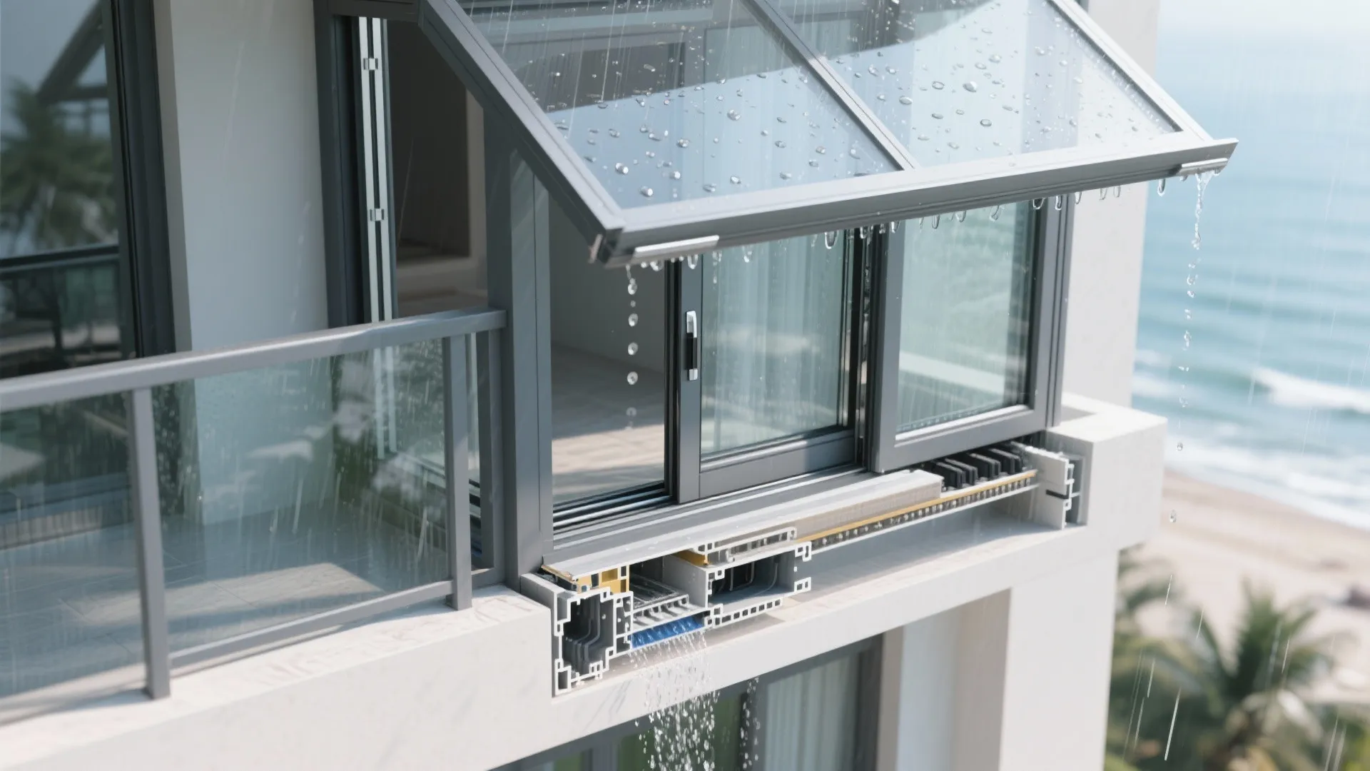 5) Monsoon-Ready Sliding + Fixed Combo with Drip Edges