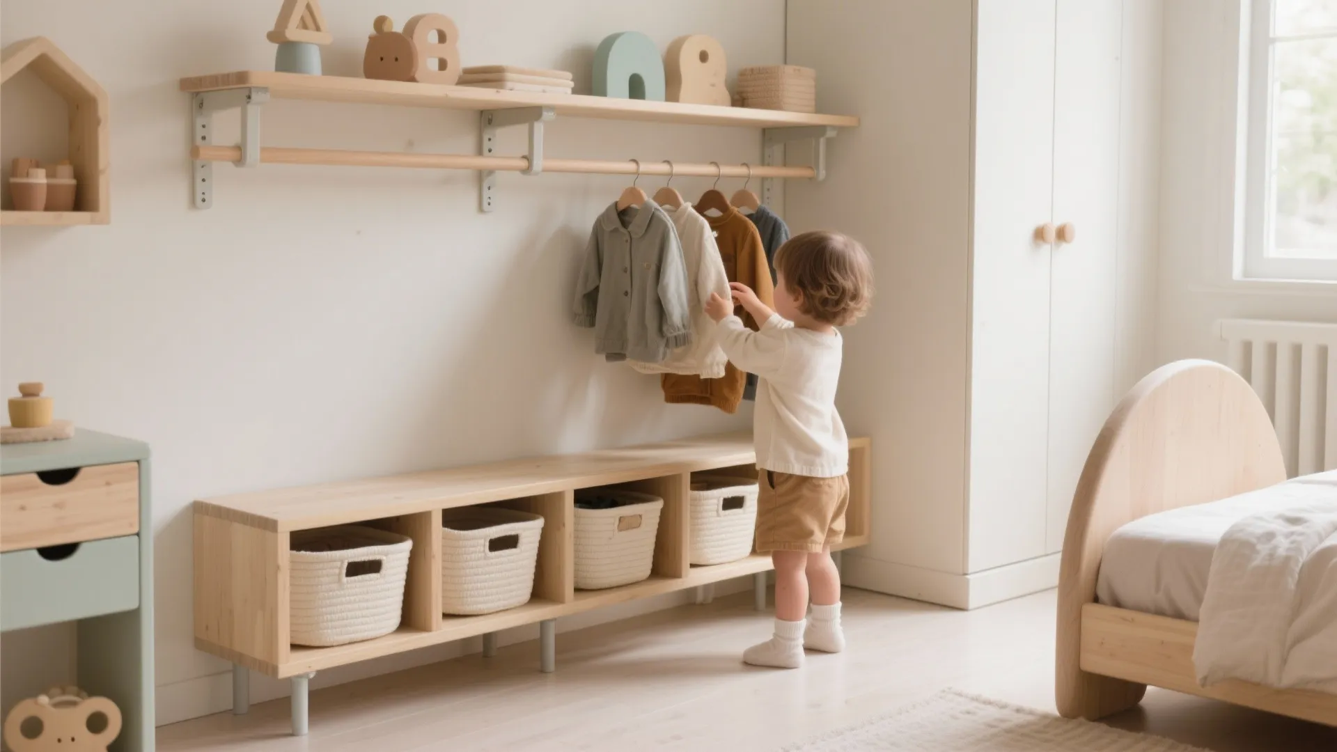 Montessori-style accessible wardrobe