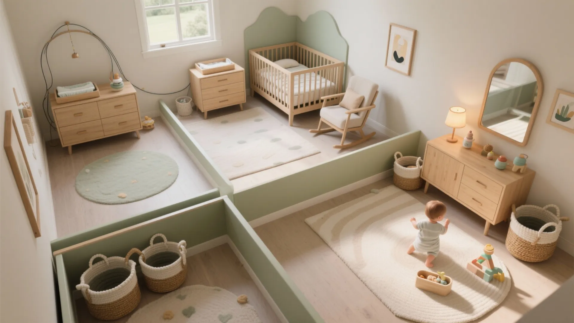 2) Montessori-Friendly Zones and Storage at Baby Height