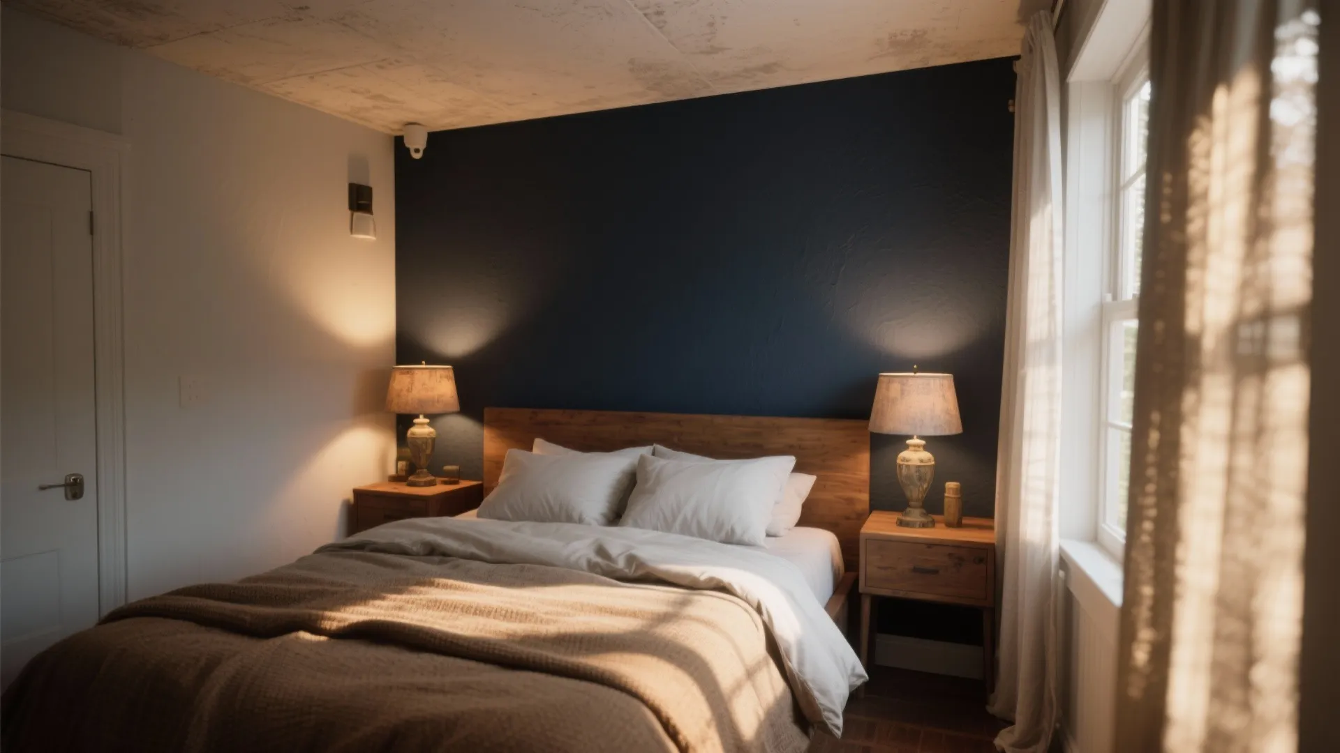 1. Moody, Deep Accent Wall Behind the Bed
