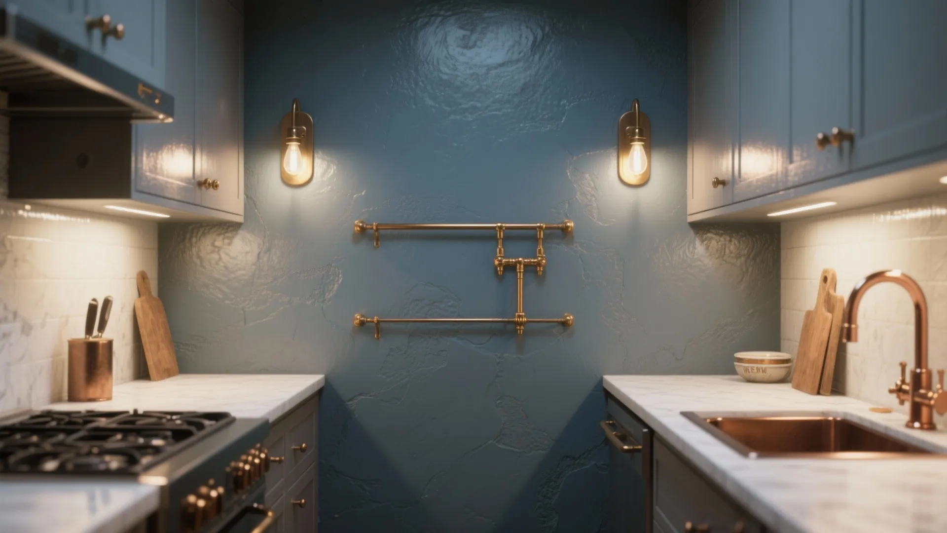 3. Moody Accent Wall with Metallic Touches