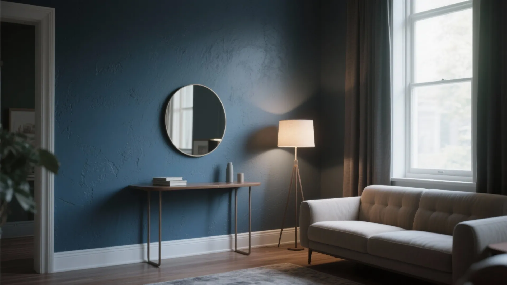 1. Moody Accent Wall with Deep Blue-Grey