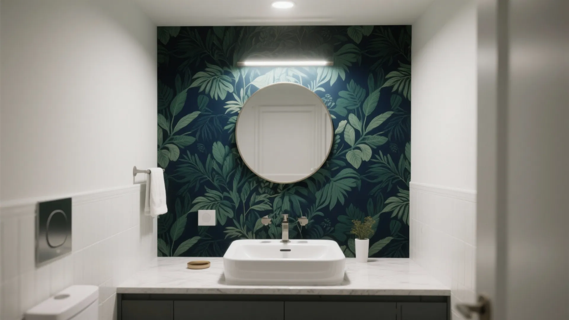 3. Moody Accent Wall Behind the Vanity