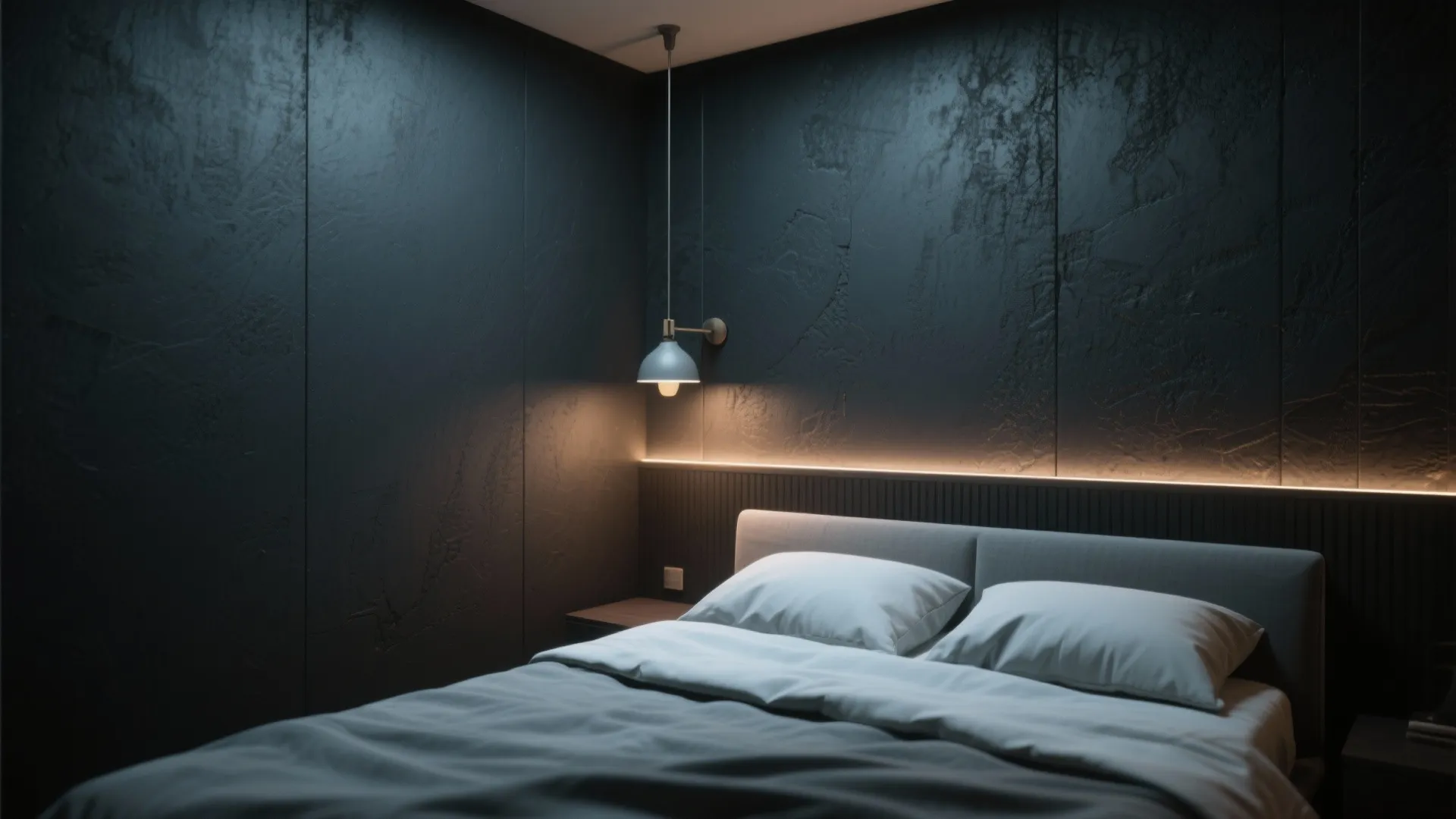3. Moody Accent Wall with Strategic Lighting