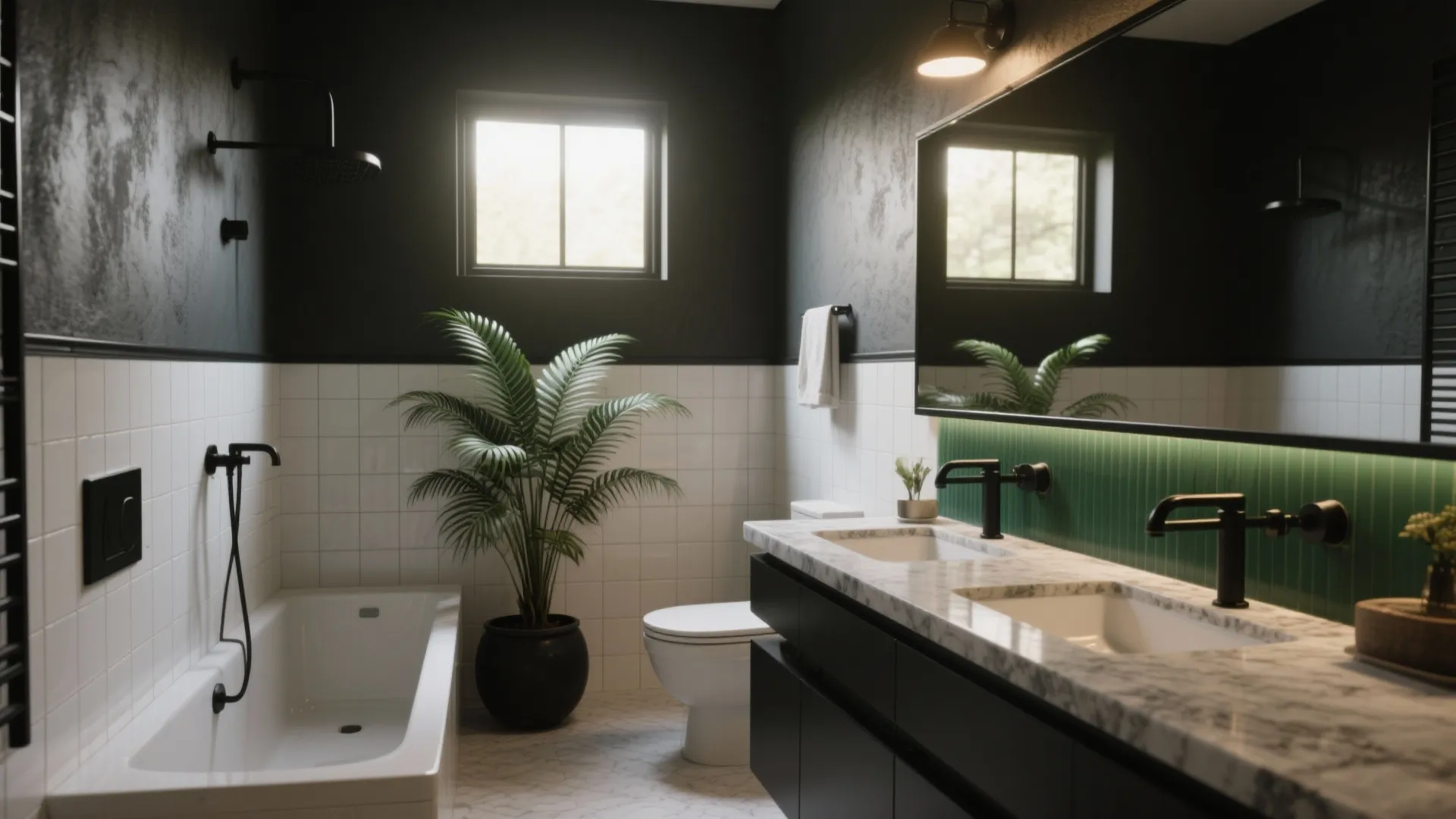 Black, White & Green Bathroom Ideas — 5 Fresh Concepts: Compact bathroom design: 5 practical black, white and green inspirations from a pro designer