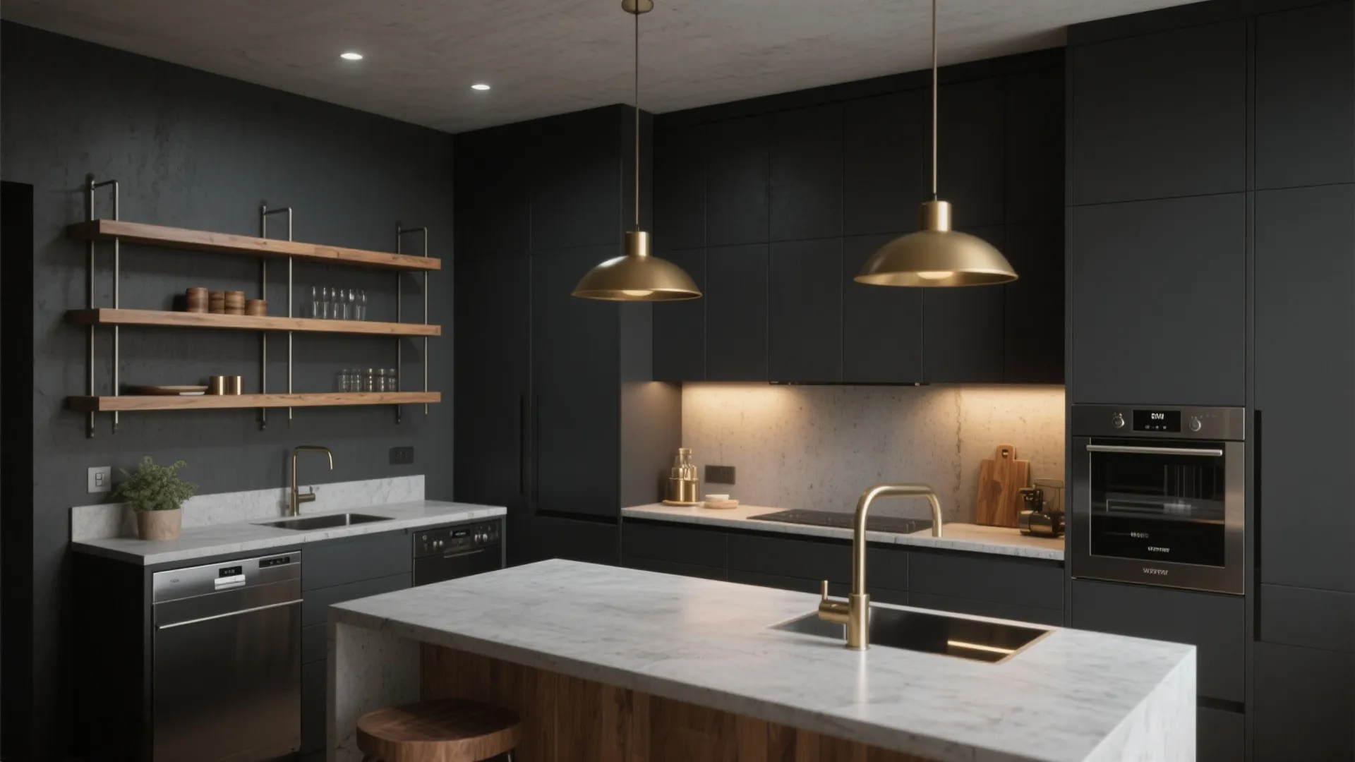 3. Moody Monochrome Kitchen