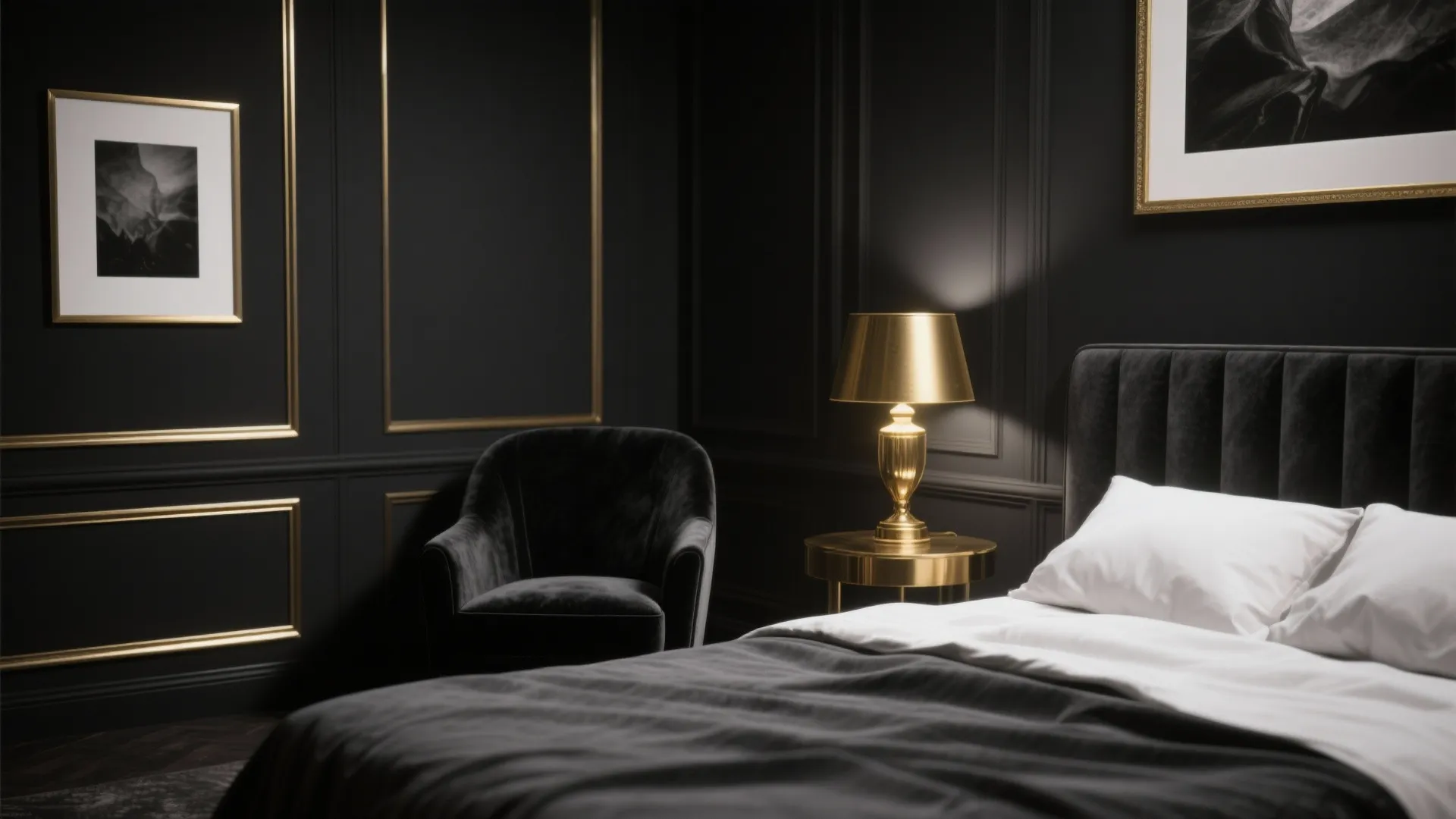 Inspiration 1: Moody Monochrome with Gold Accents