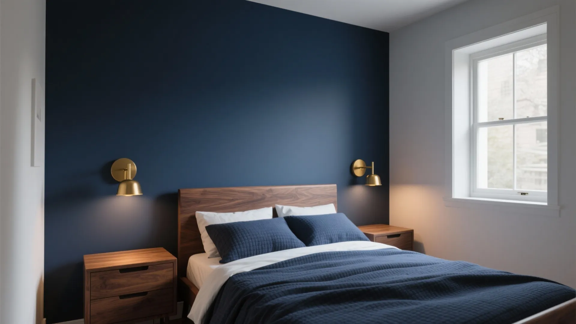 1. Moody Navy + Warm Walnut