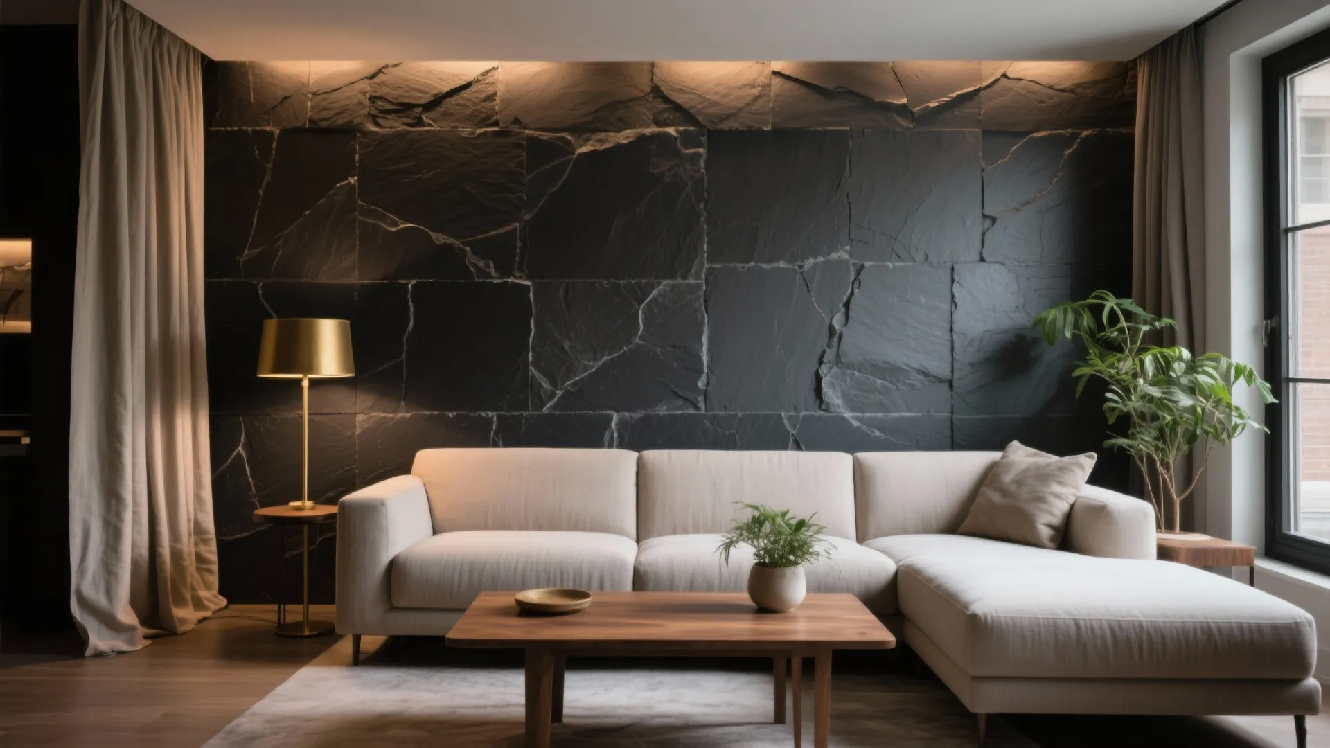 Moody Slate Tile Accent Wall