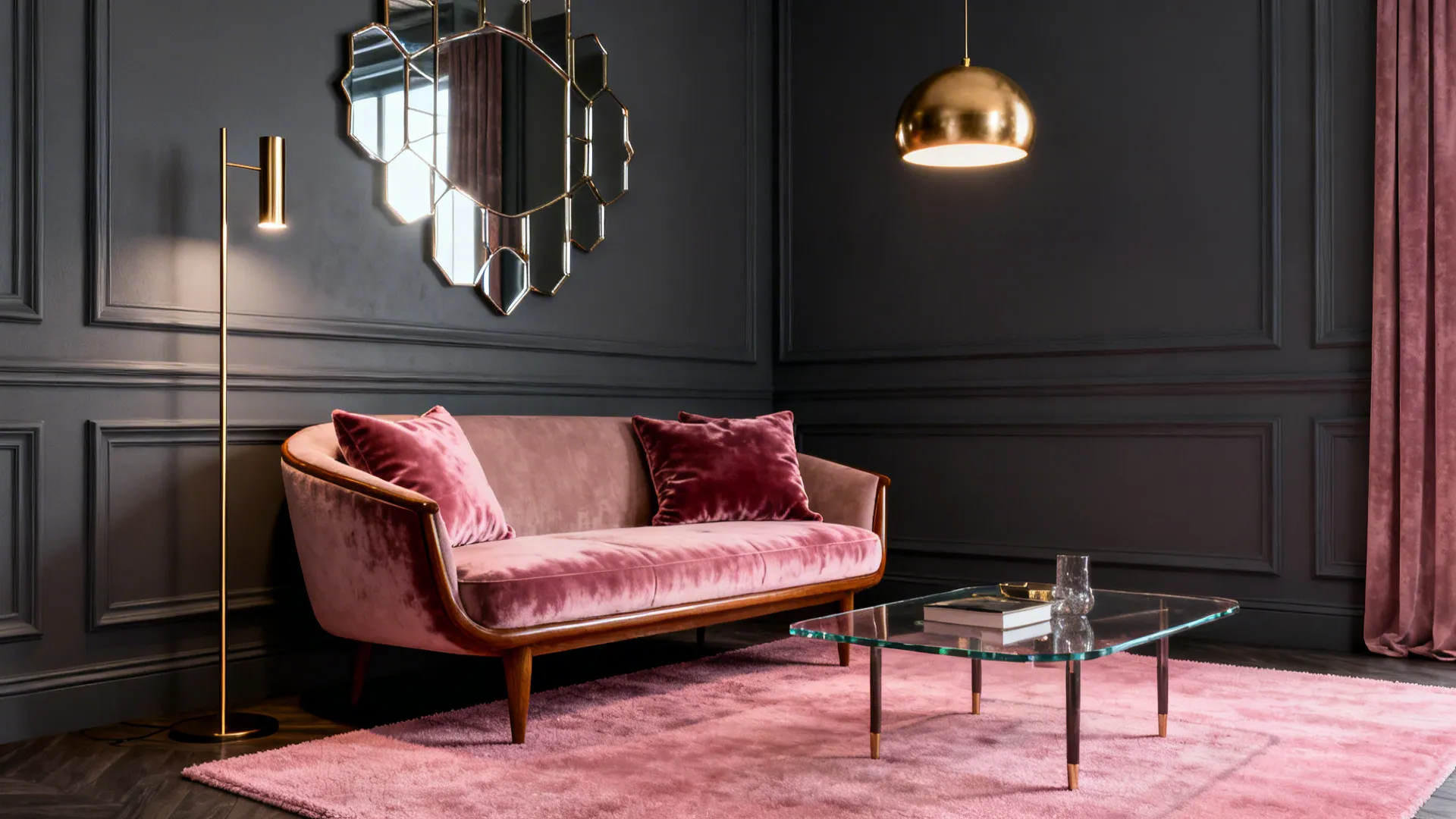 2. Moody Slate with Rose Accents