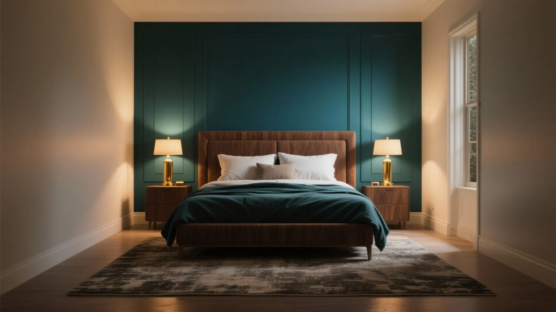 2. Moody Teal Accent Wall — Dramatic but Grounded