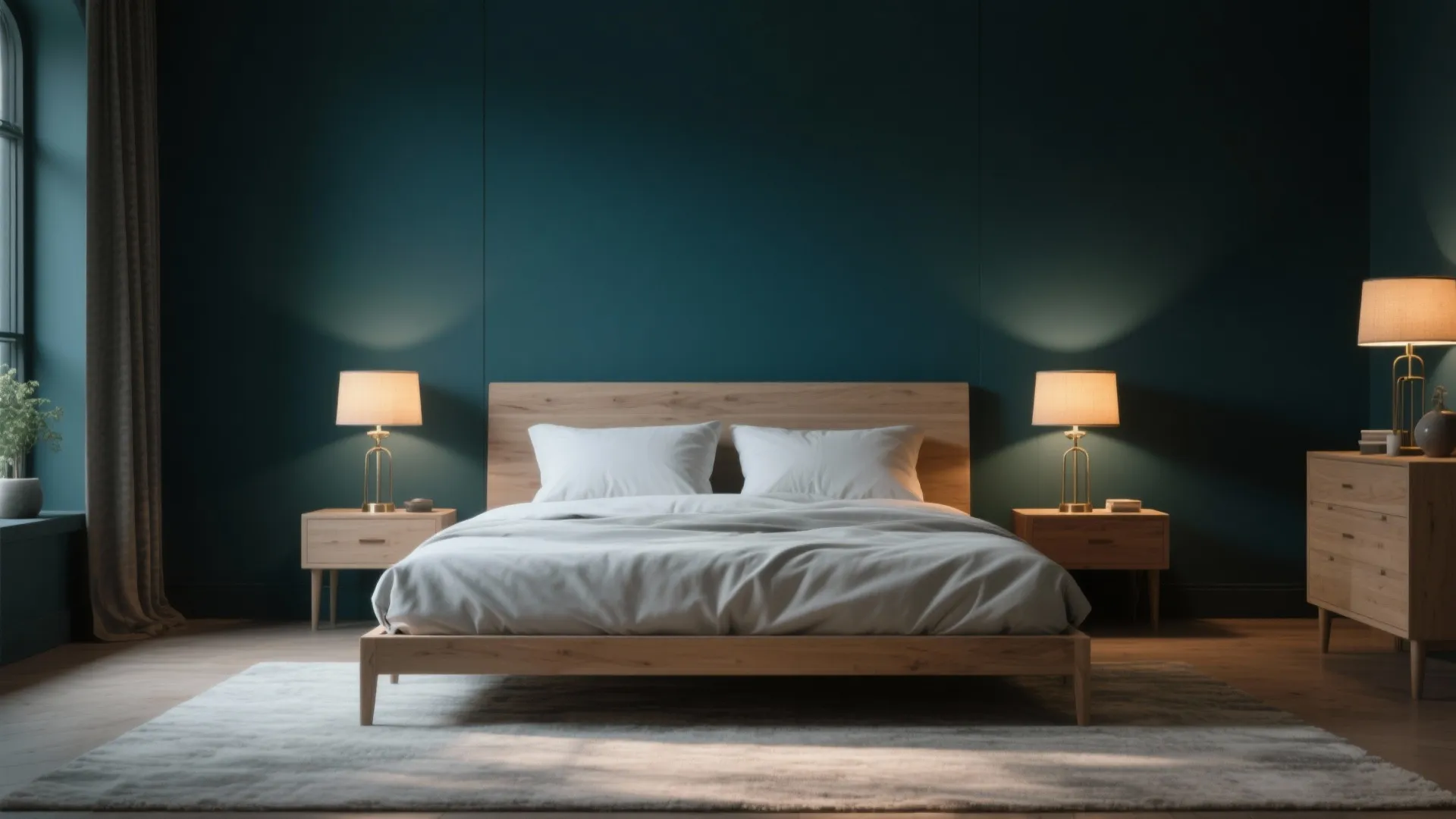 1. Moody Teal Accent Wall