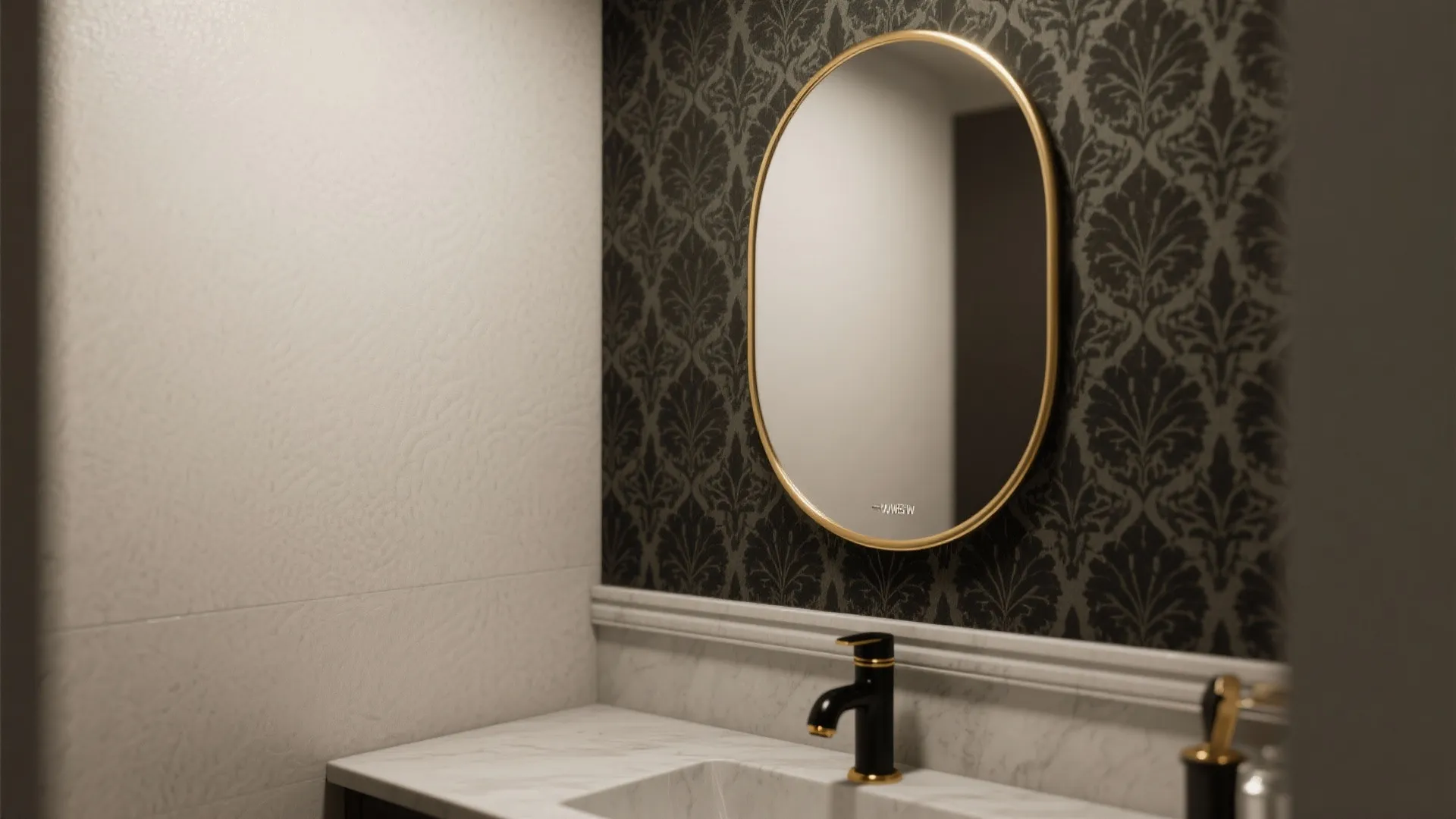 3. Moody Wallpaper and Statement Mirrors