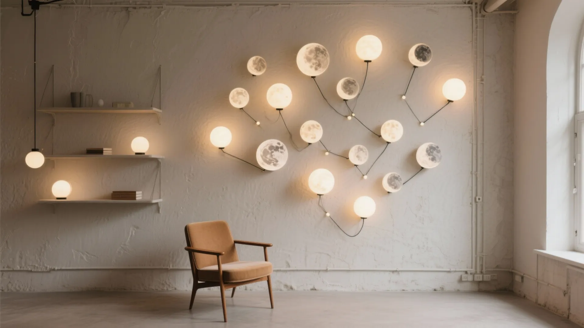 2. Clustered Mini Moons on a Feature Wall