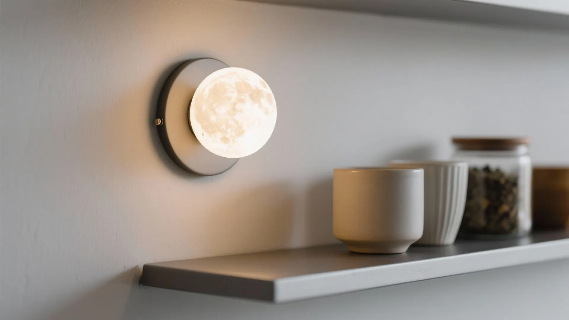 Minimalist Moon Sconce for Seamless Storage