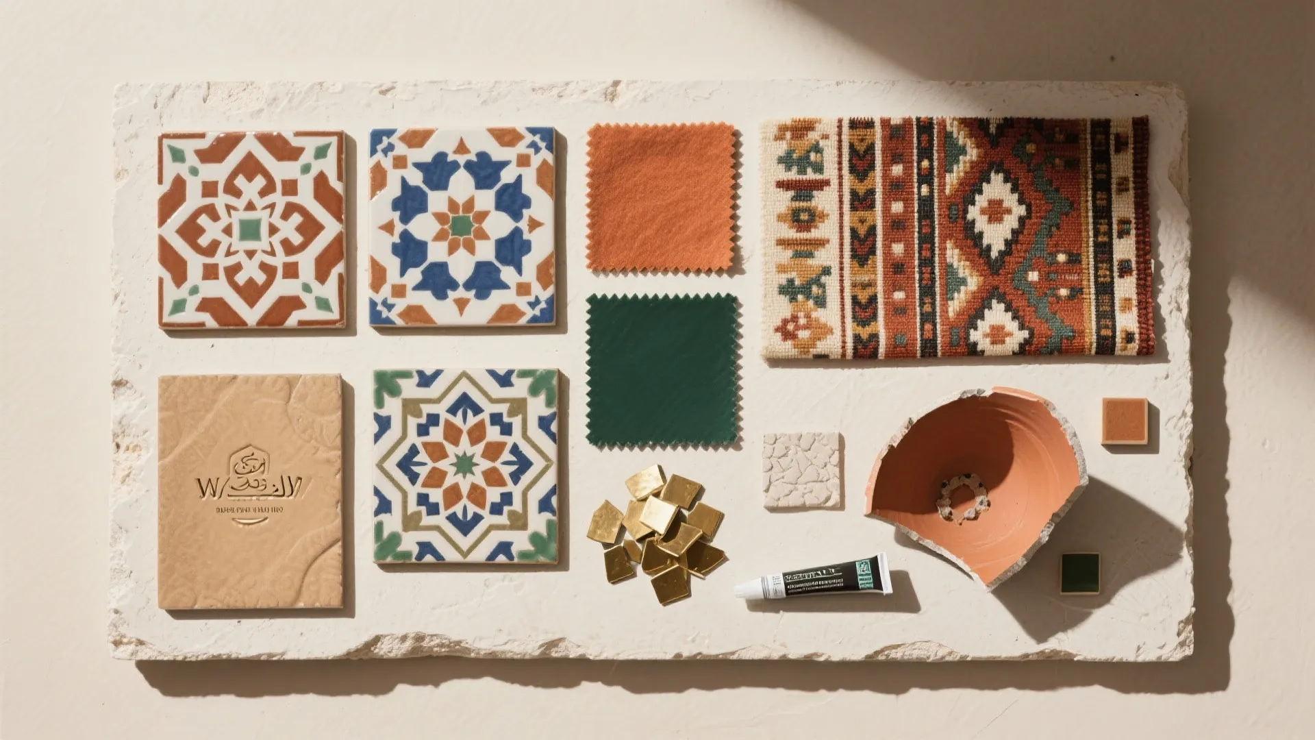 Moorish tiles and patterned rugs