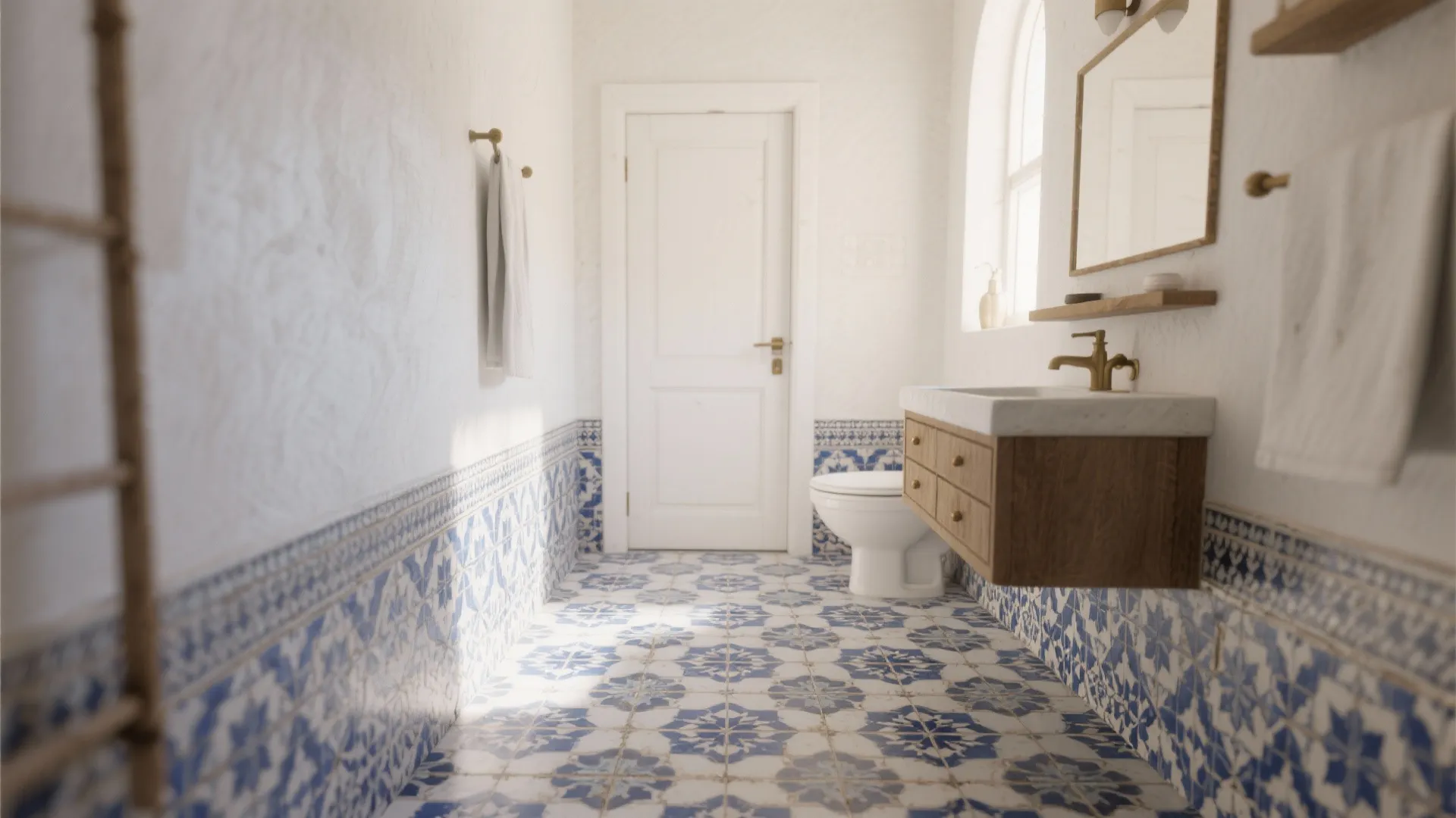 2. Moroccan-Inspired Blue Pattern Floor
