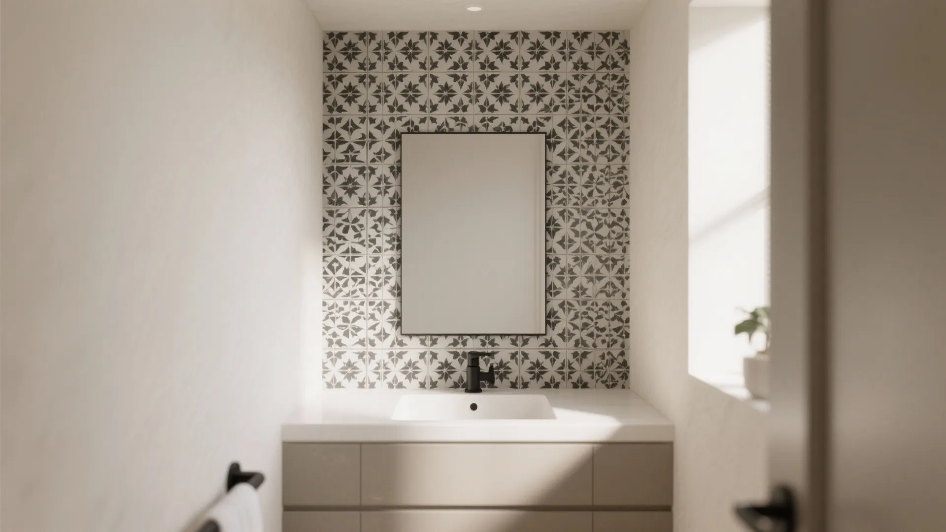 4. Monochrome Moroccan-Inspired Pattern as a Focal Area