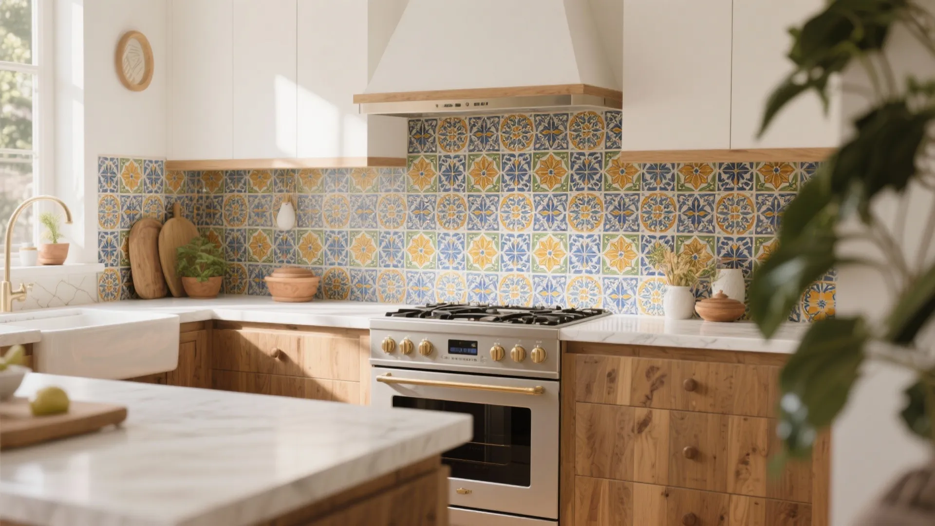 2. Bold Backsplash as Art