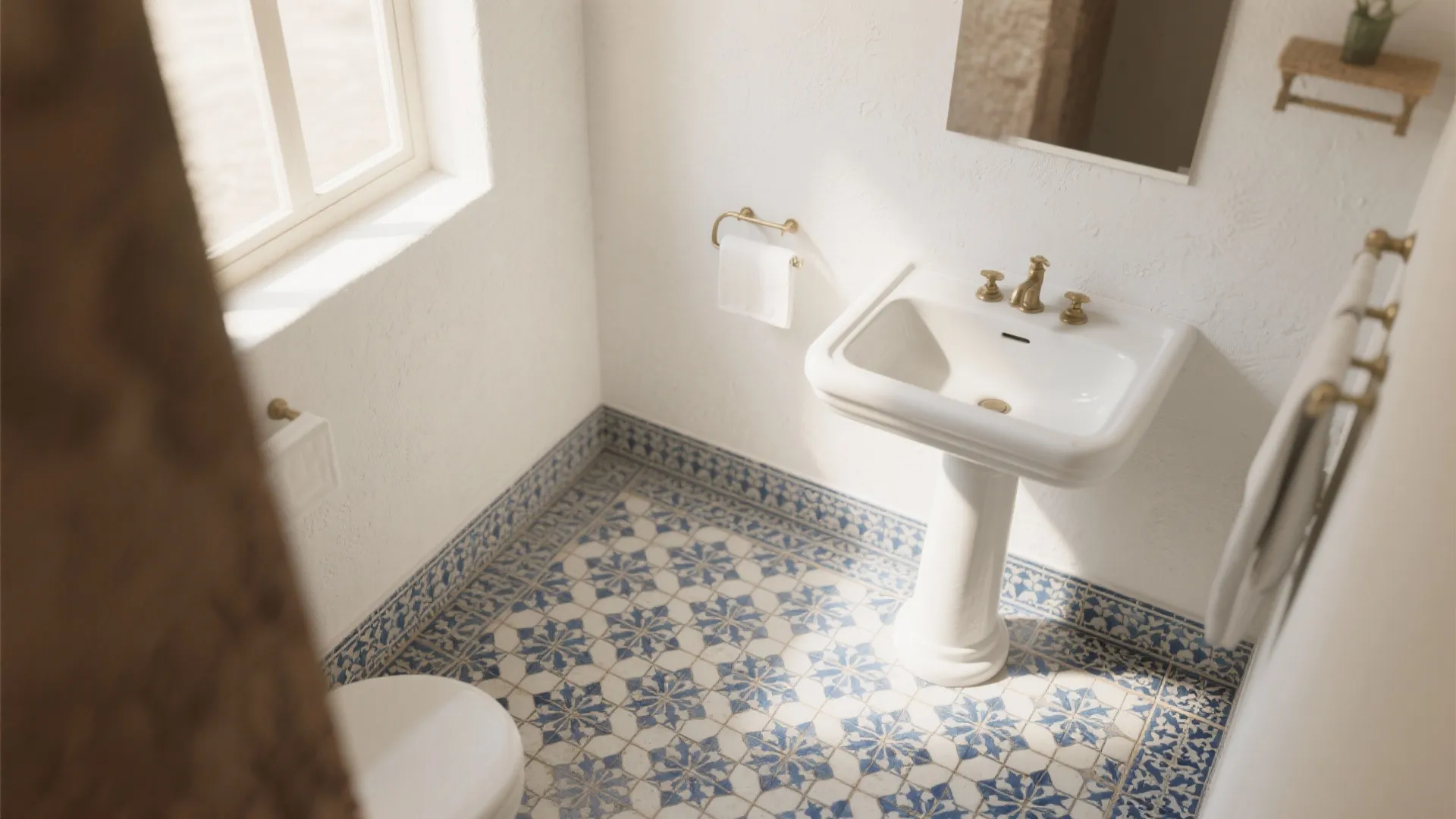 2. Moroccan-Style Patterned Blue Floor