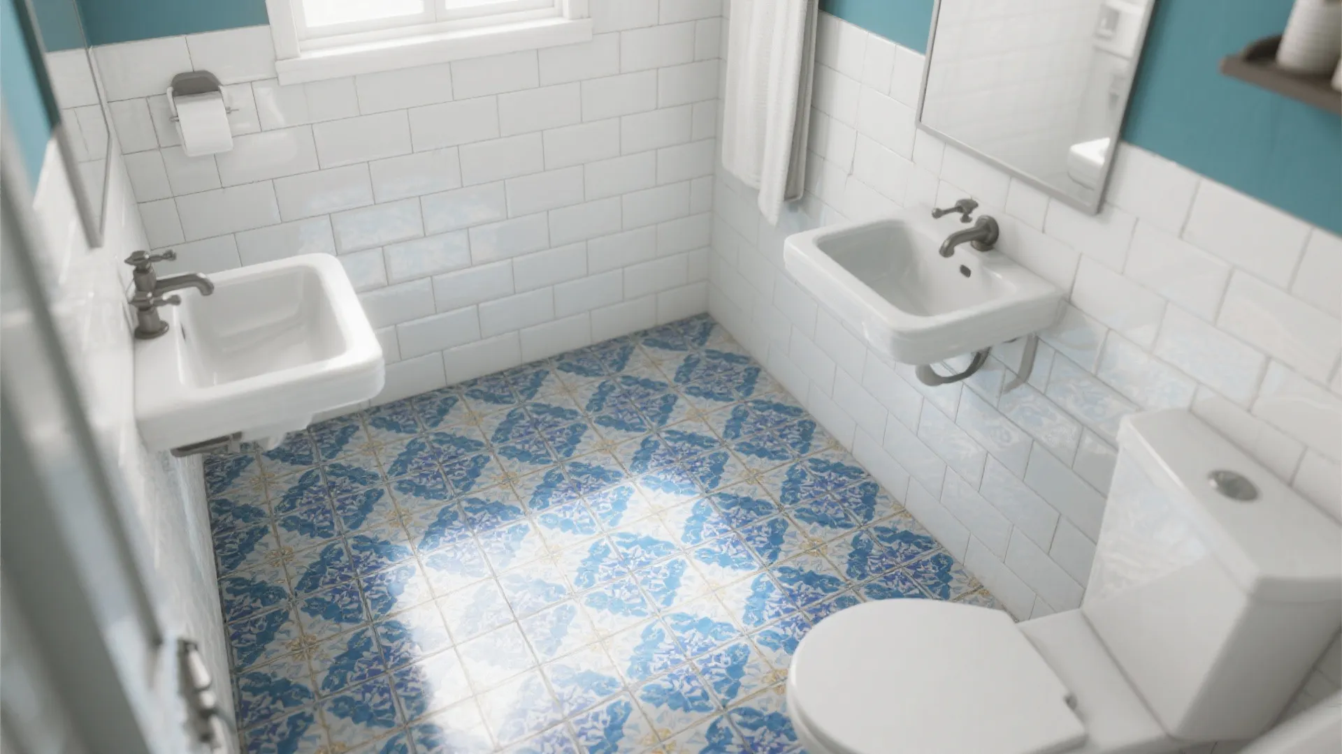 2. Patterned Moroccan-Style Blue Tiles