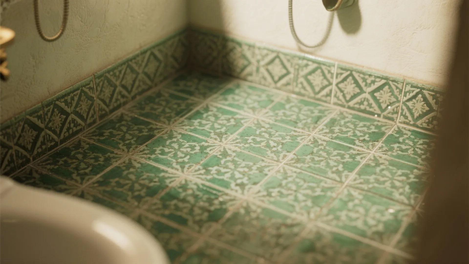 3. Patterned Moroccan Green Tiles