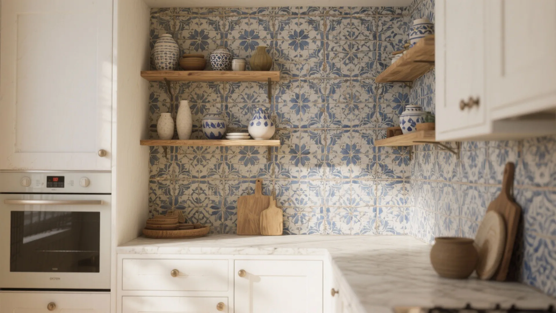 3. Patterned Moroccan-Inspired Blue Motifs