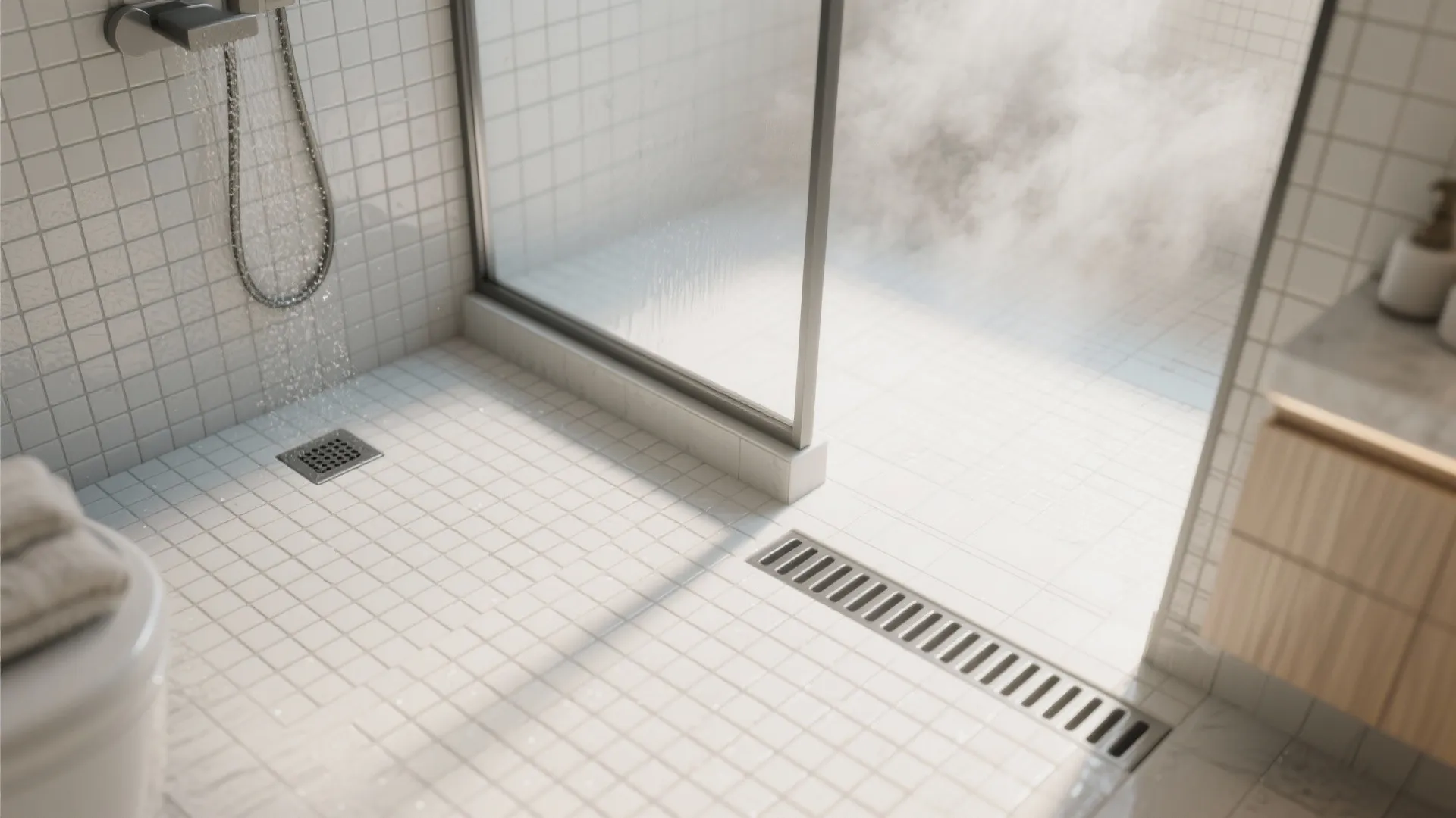 Mosaics (1x1 or 2x2) for Safer Shower Floors and Curves