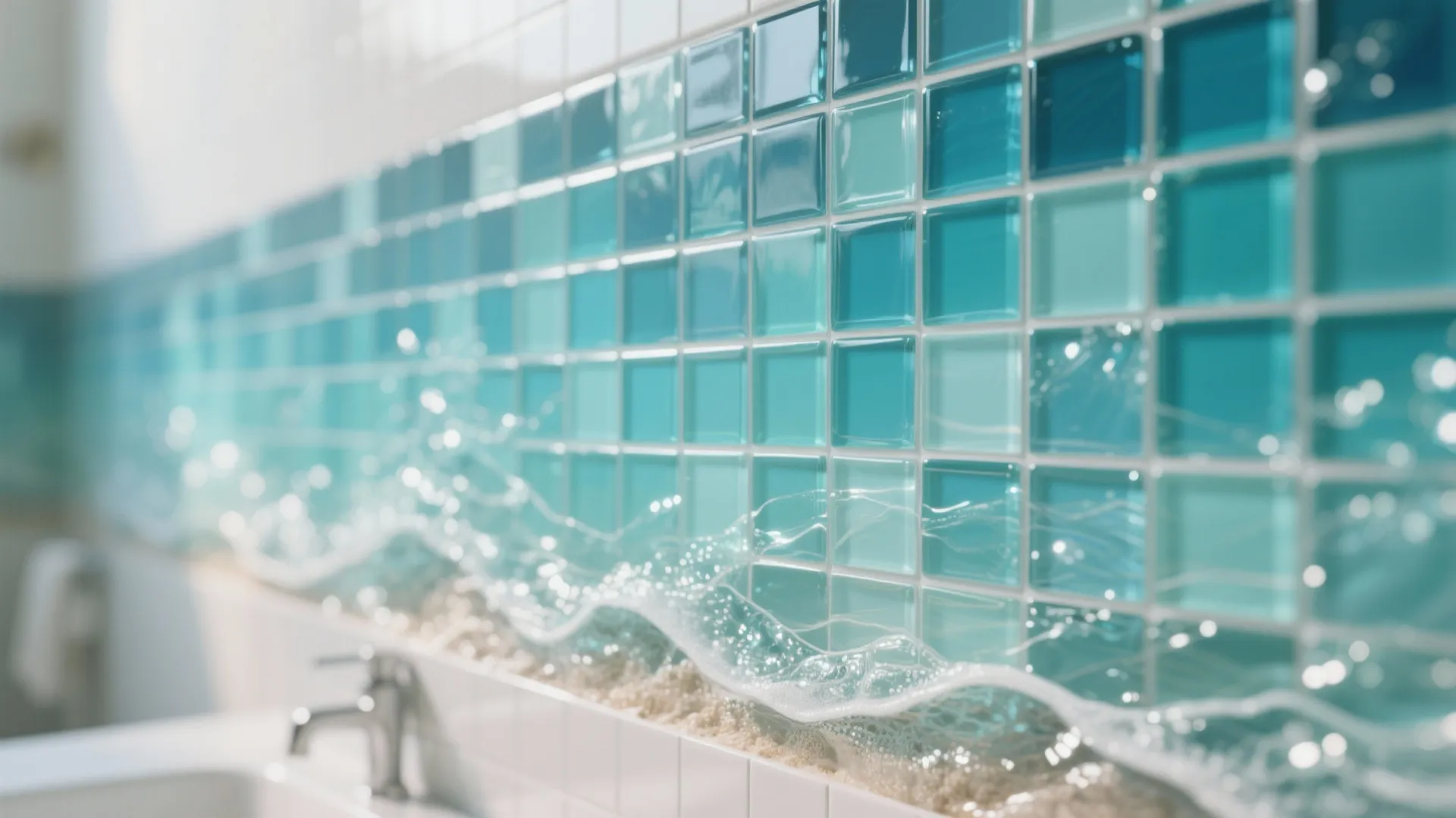 Sea-Inspired Mosaic Accent Wall