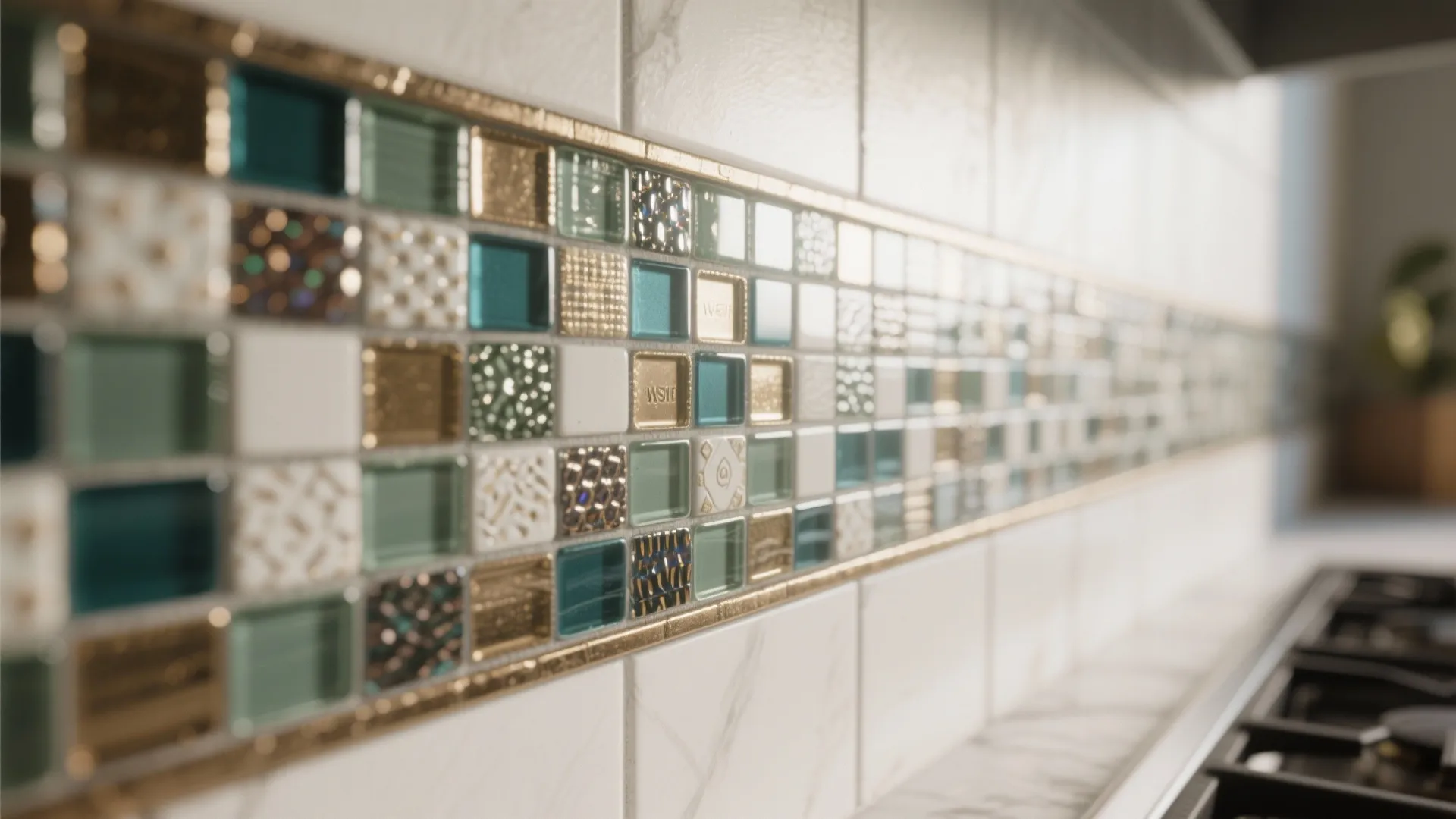 4. Mosaic accents with grout in color